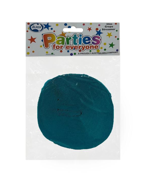 Alpen Paper Crepe Streamer Decoration Accessory 30m Length Party Supply Teal - Green