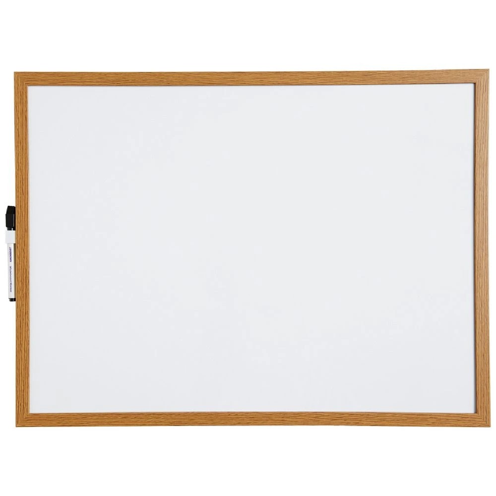 1 J.Burrows Magnetic Whiteboard 600 x 450mm Oak, 1 of 4