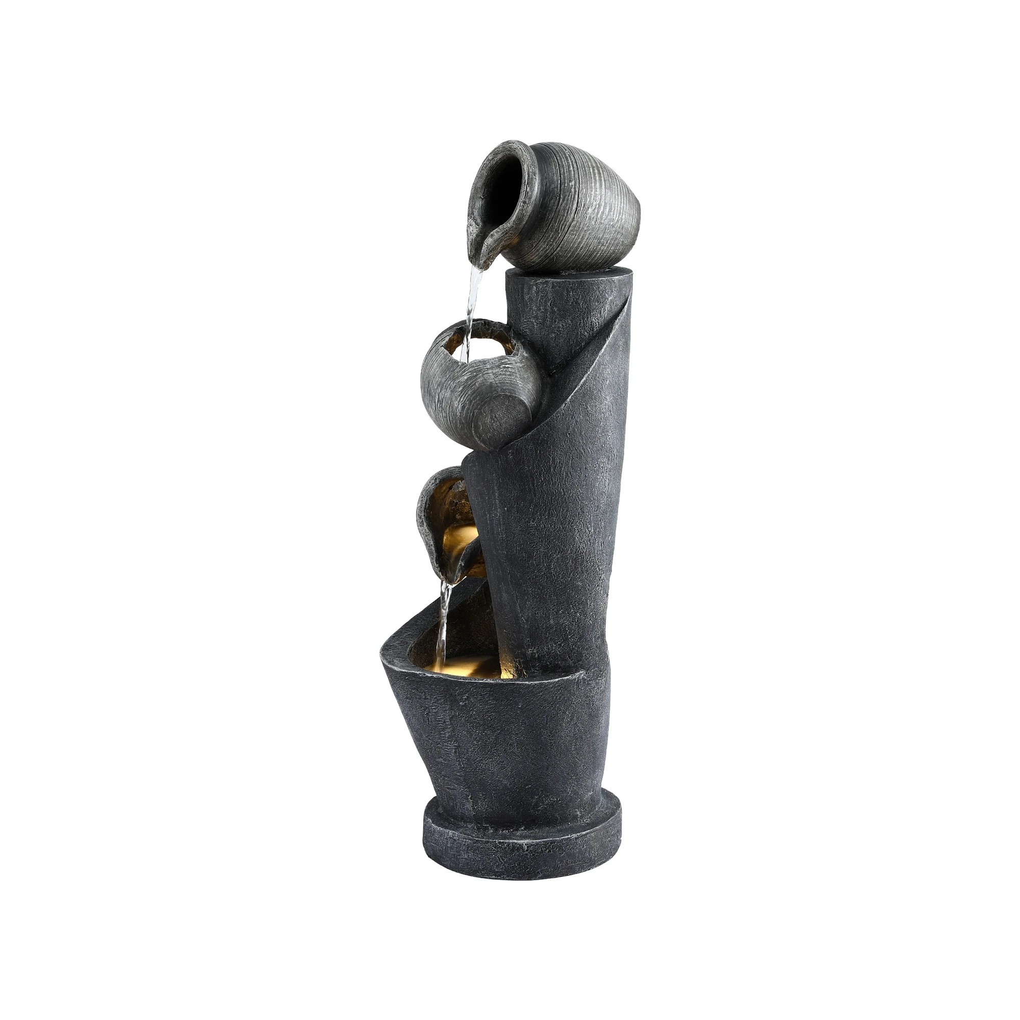 1 Gardeon Solar Fountain Water Feature Cascading Fountain 3-Tier Pot LED Lights - Multi, 1 of 5