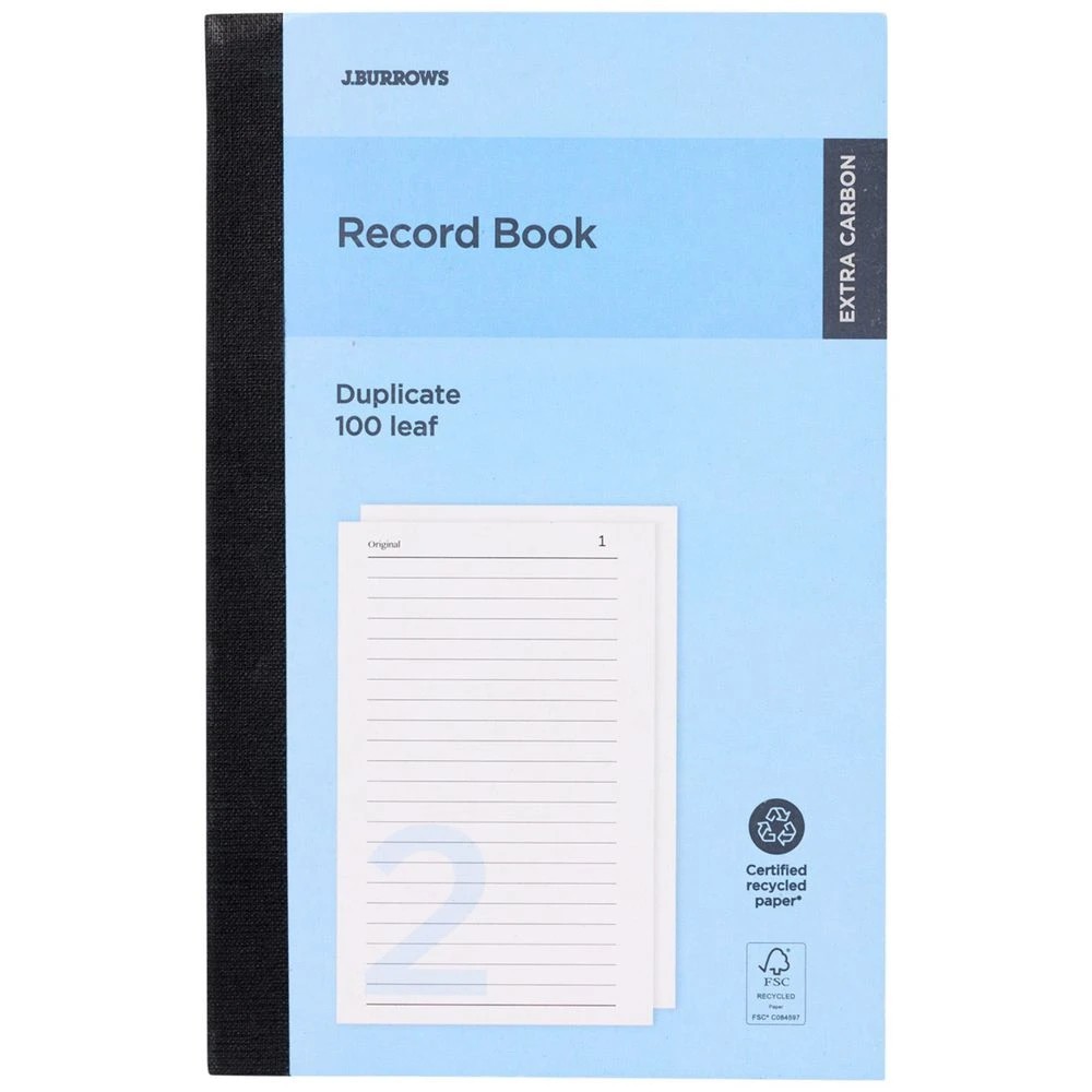 1 J.Burrows Carbon Duplicate Small Record Book 100 Leaf, 1 of 1