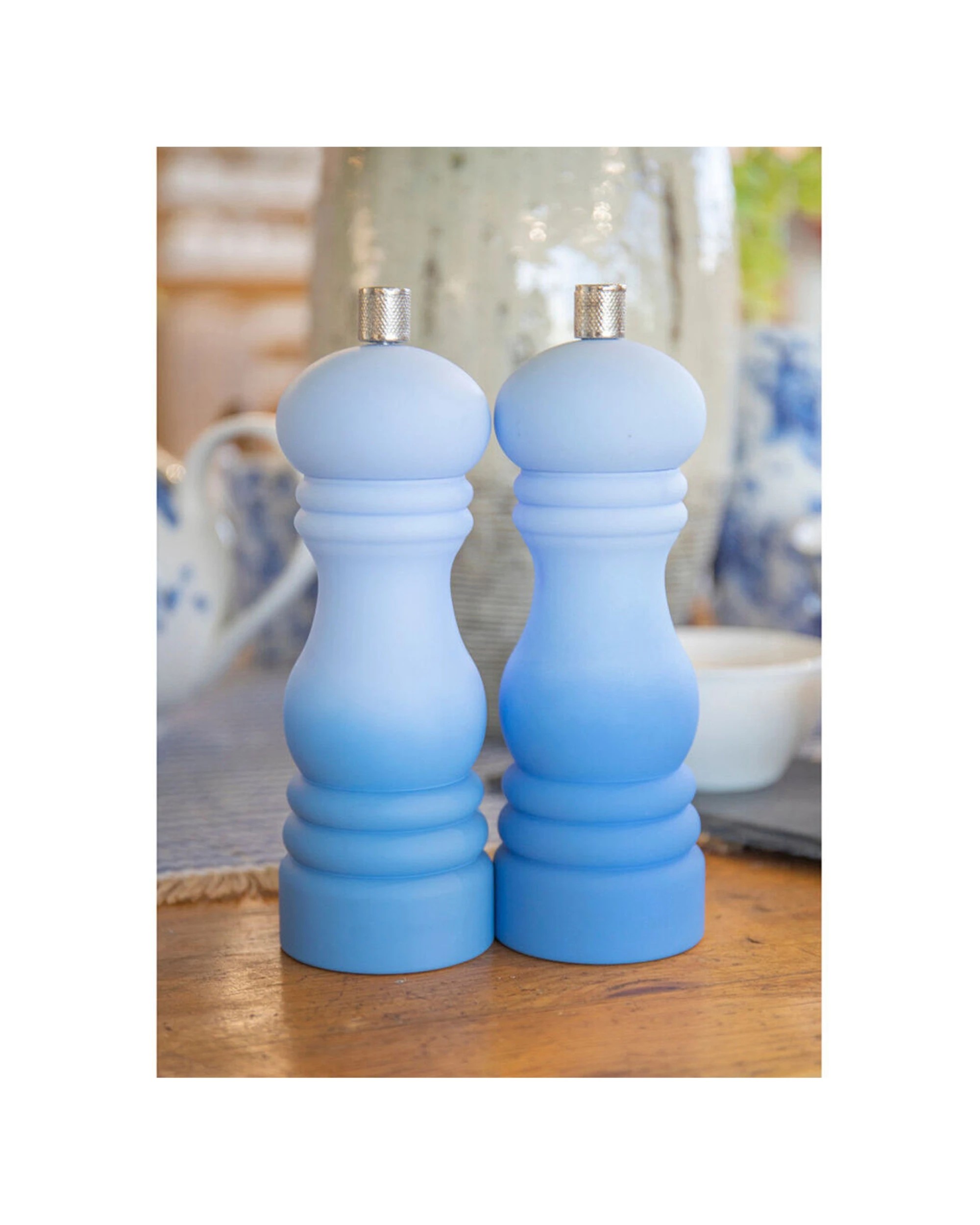 5 Mastercraft 2PK 17cm Ombre Capstan Salt Pepper Mill Spice Grinder Kitchen Utensils Set - Blue, 5 of 6