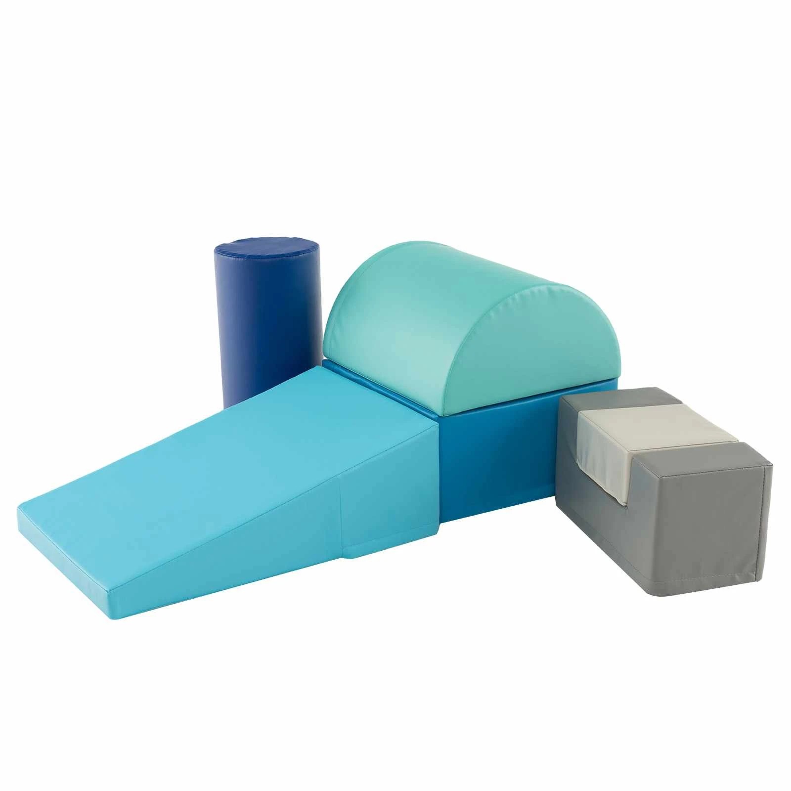 1 Costway 6PCS Soft Foam Blocks Climb & Crawl Playset Blue, 1 of 2