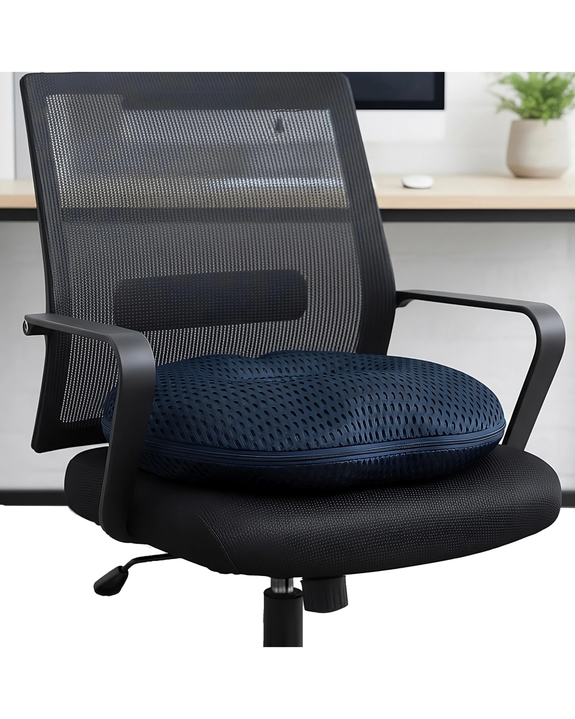 2 Bodyassist Womens Donut Seat Pillow Memory Foam With Large Hot Cold Gel Pack - Black, 2 of 3