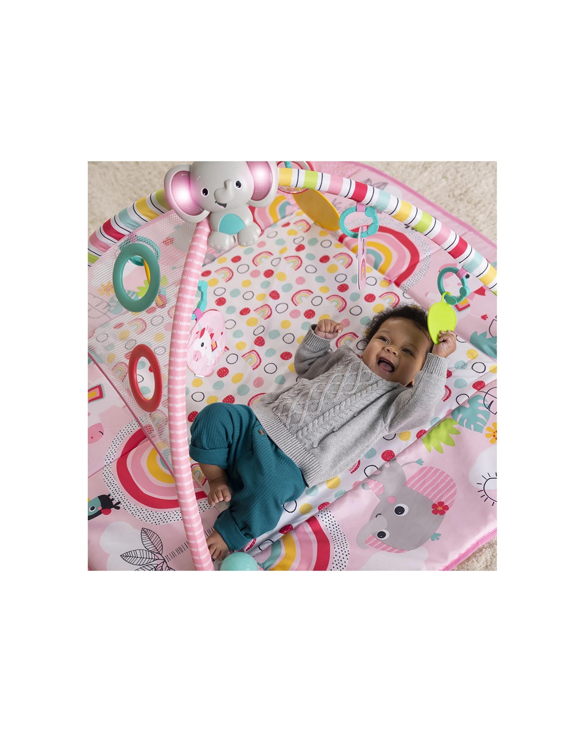 9 Bright Starts 5in1 Baby Your Way Play Mat Activity Gym Ball Pit Rainbow Tropics
 - Multi, 9 of 9