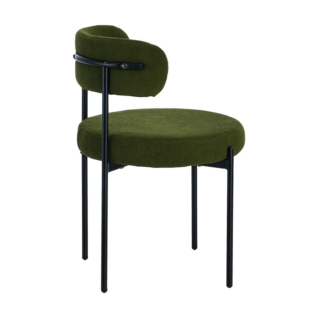 8 Oikiture 2x Dining Chair Round Boucle Kitchen Lounge Seats Backrest
 - Green, 8 of 10