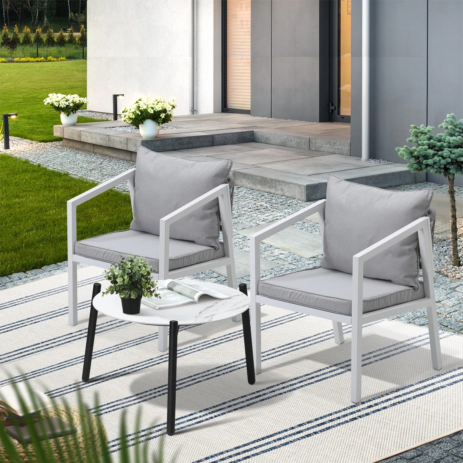 3 Livsip Outdoor Patio Setting 3pcs Furniture Lounge Set 50cm Coffee Table
 - Multi, 3 of 10