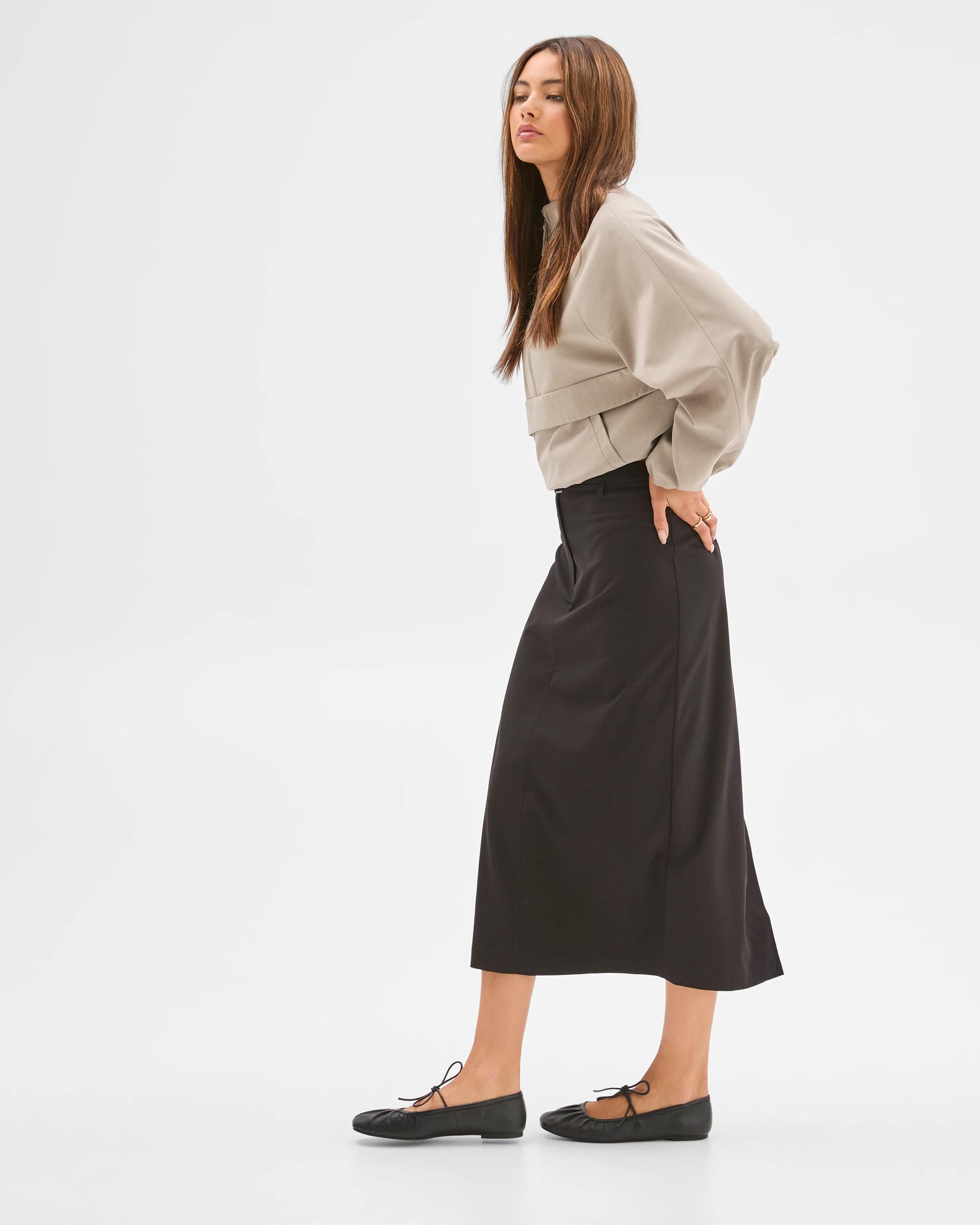 2 Lily Loves Column Midi Skirt BLACK, 2 of 6