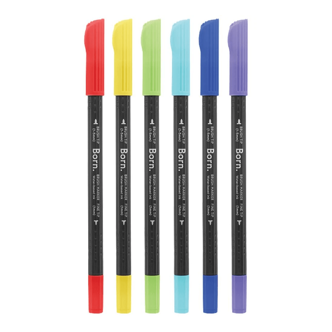 2 Born Professional Brush Dual-Tip Markers Primary 6 Pack, 2 of 4