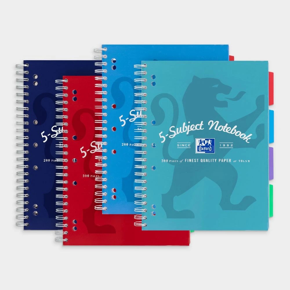 7 Oxford A4 5 Subject Notebook 200 Pages with Scribzee App Red, 7 of 7