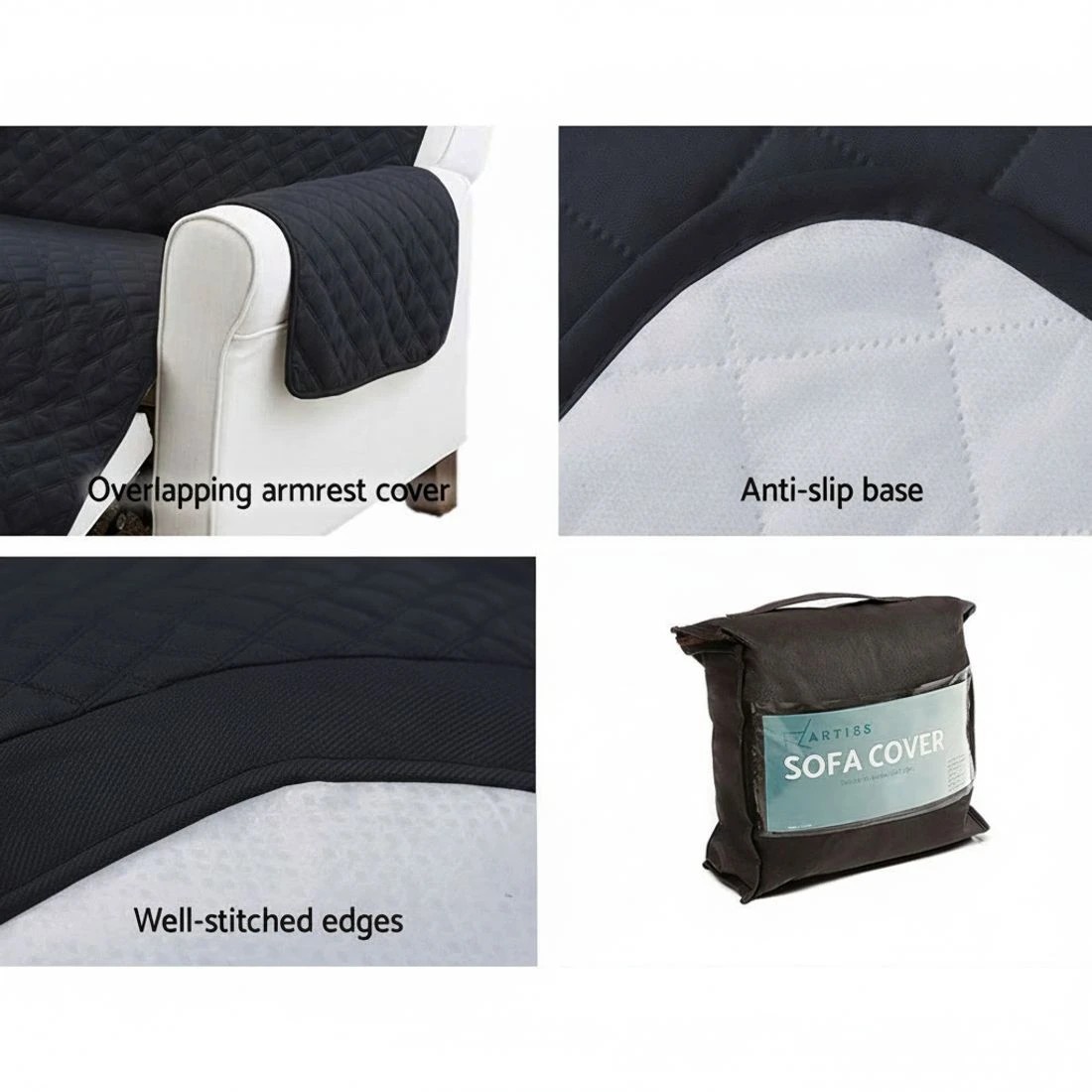 4 Artiss Sofa Cover Couch Covers 3 Seater 100% Water Resistant Dark - Grey, 4 of 6