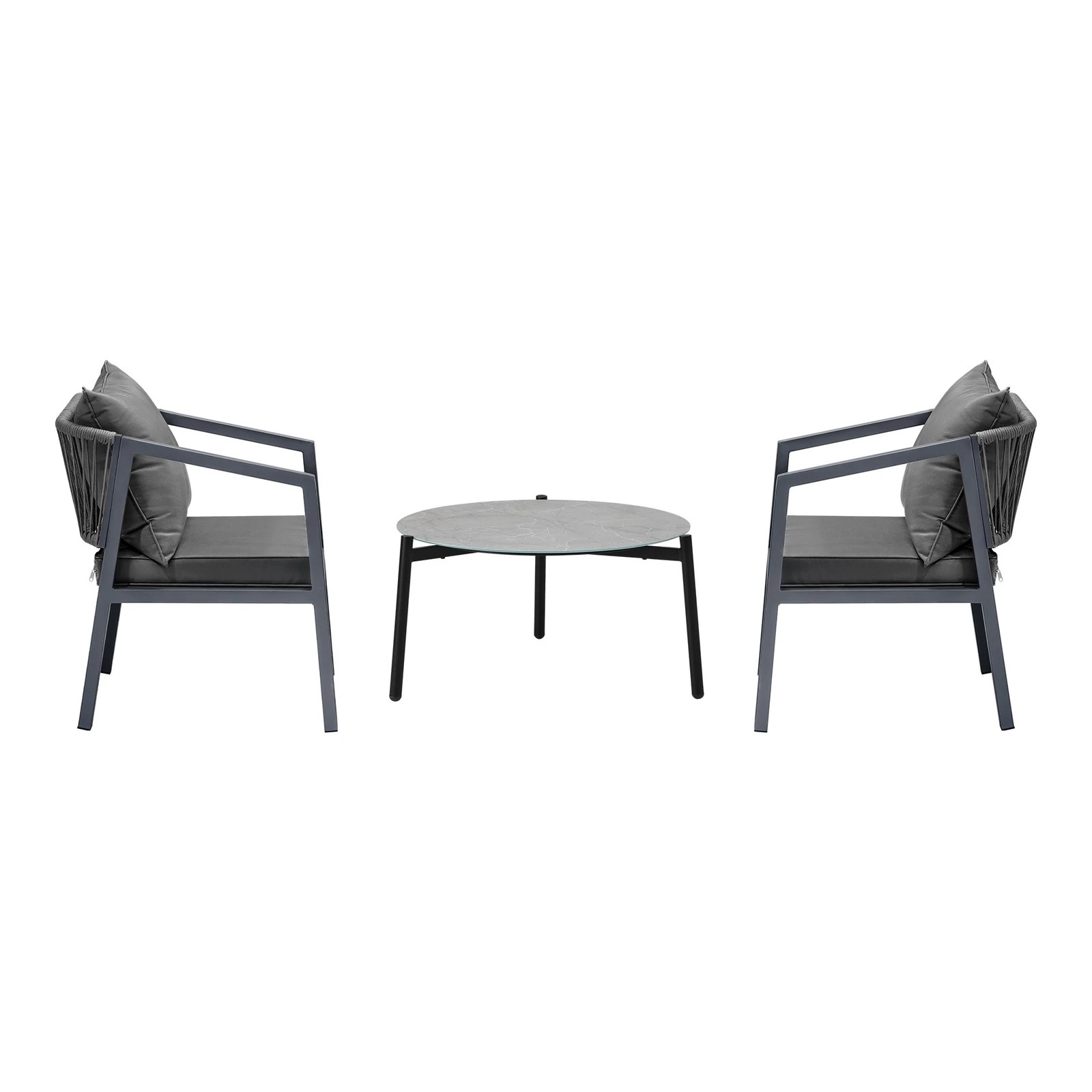 7 Livsip 3PCS Outdoor Patio Setting Furniture Lounge Set Grey 70cm Coffee Table - Multi, 7 of 9