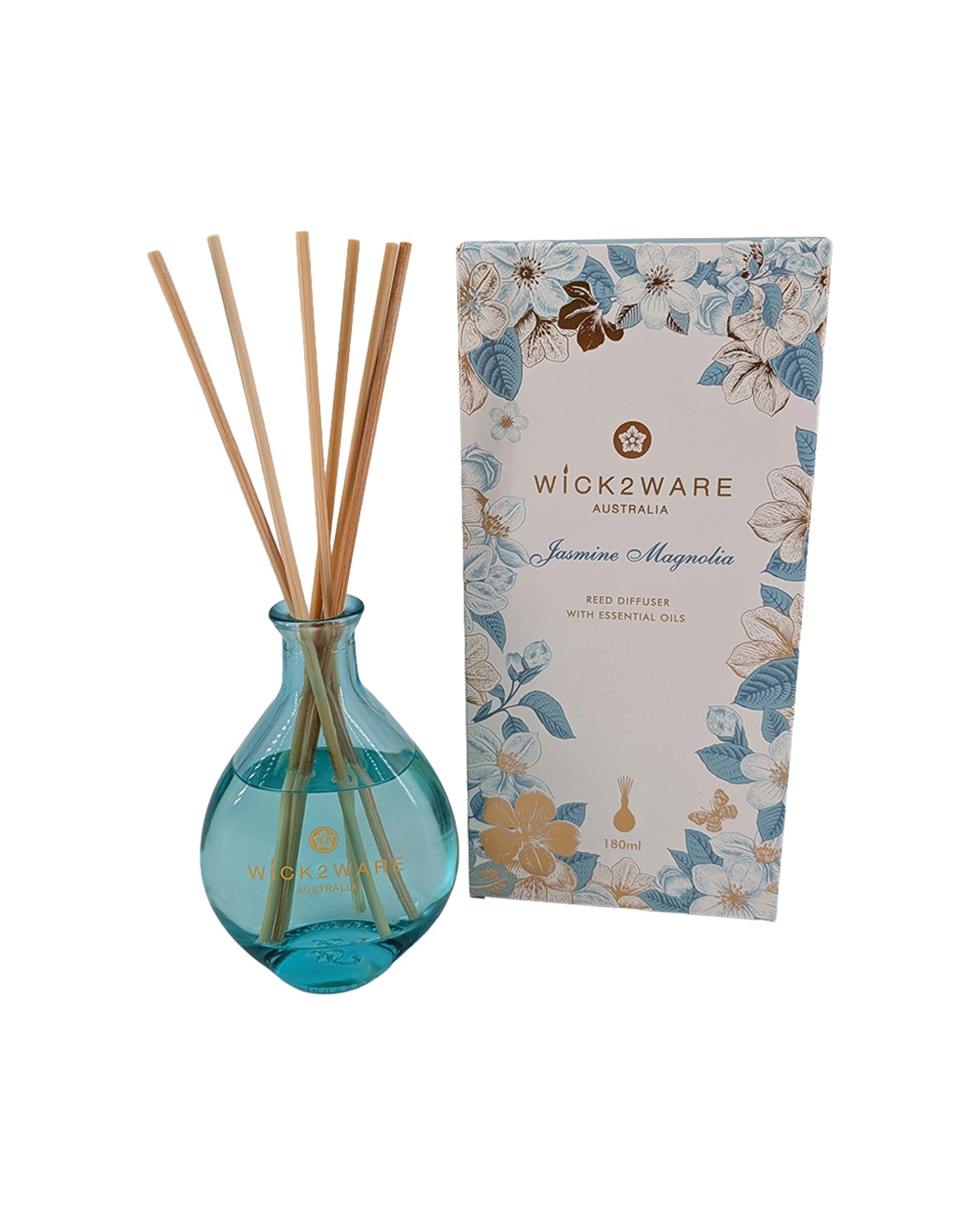 1 Wick2Ware Reed Diffuser Jasmine & Magnolia Scent 180ml Home Fragrance - Natural, 1 of 1