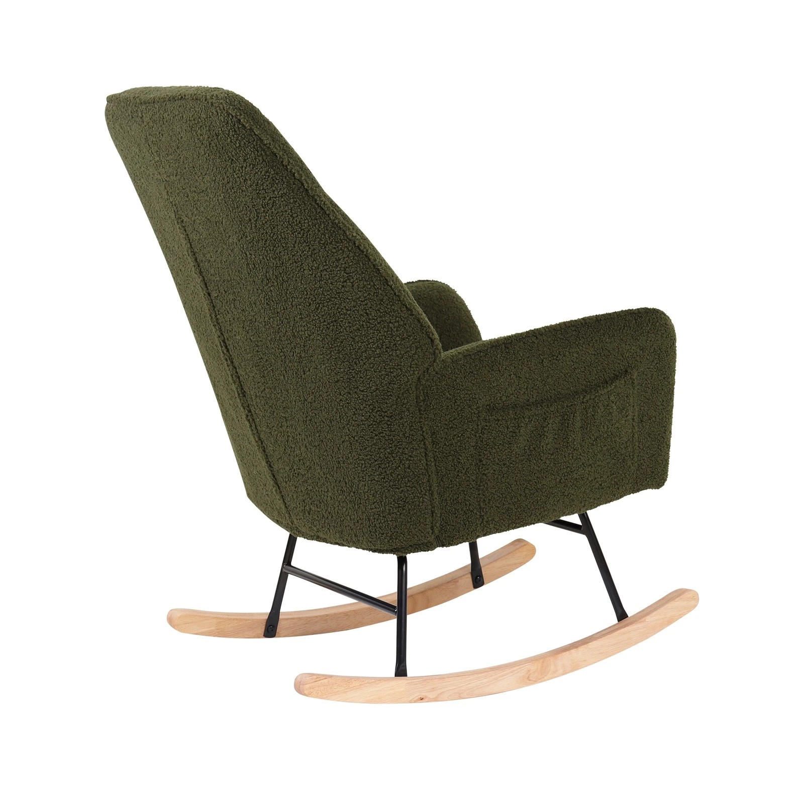 9 Oikiture Rocking Chair Nursing Armchair Sherpa Accent Chairs Upholstered - Green, 9 of 10