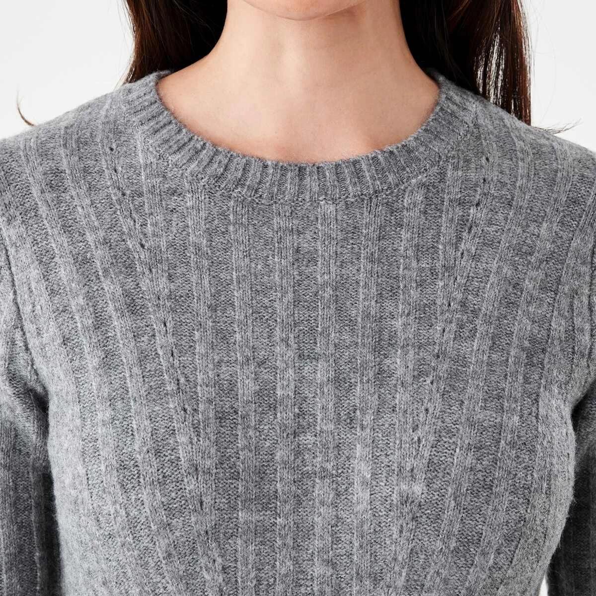 5 Long Sleeve Rib True Knit Skater Mini Dress Grey Marle, 5 of 7