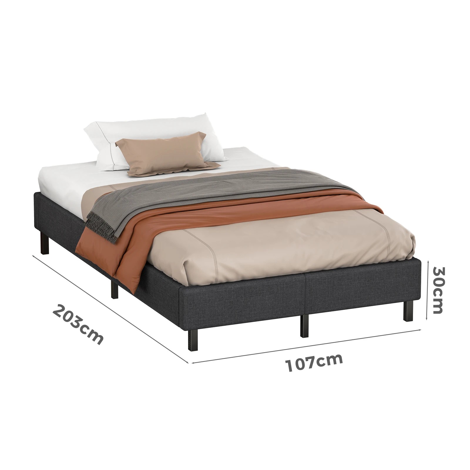 7 Alfordson Bed Frame King Single Mattress Base Foundation Fabric Basel - Charcoal, 7 of 10