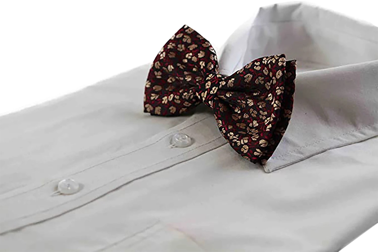5 Zasel Mens Dark Red Brown Floral Patterned Bow Tie - Multi, 5 of 5