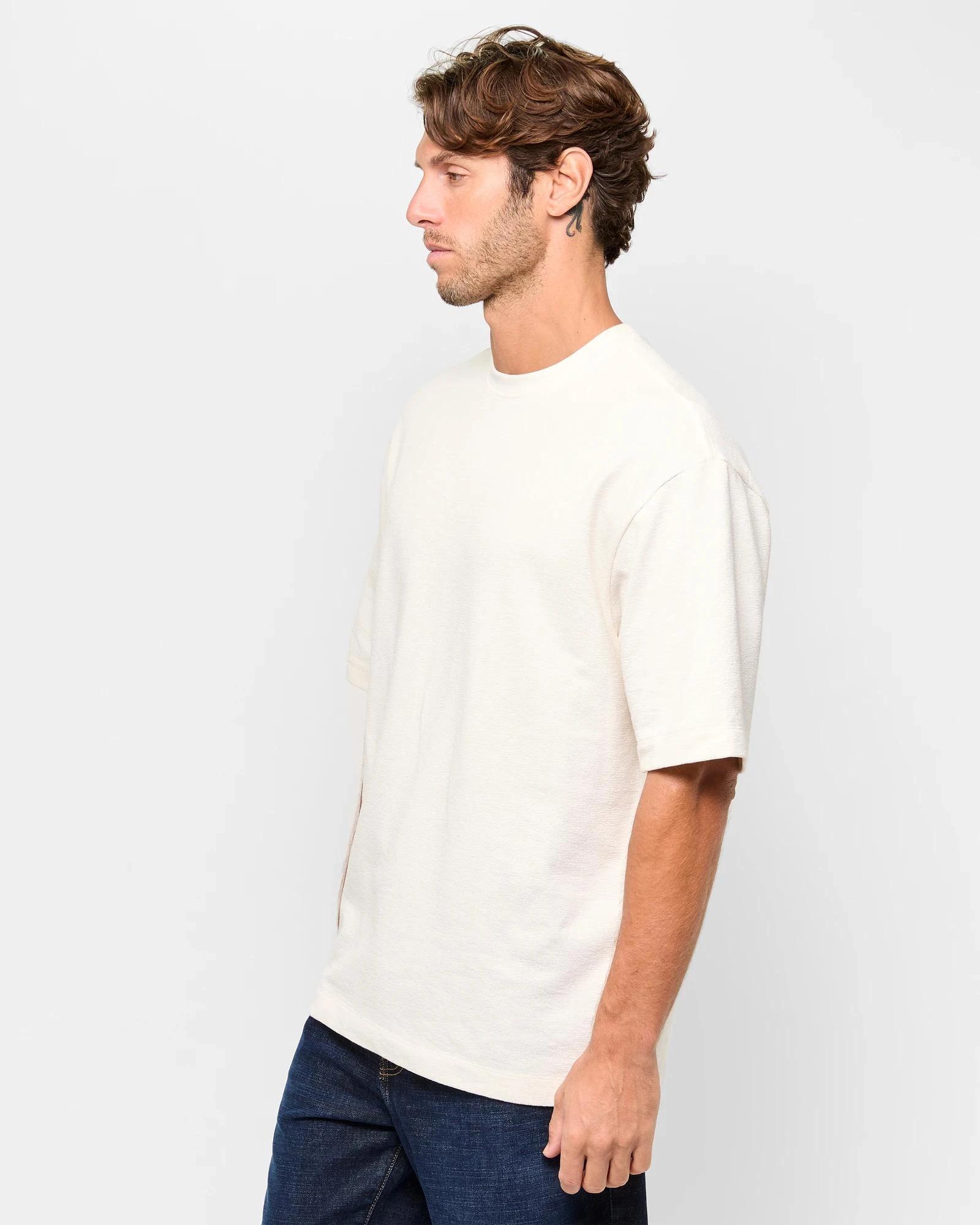 3 Target Australian Cotton Blend Relaxed Textured T-Shirt ECRU, 3 of 5