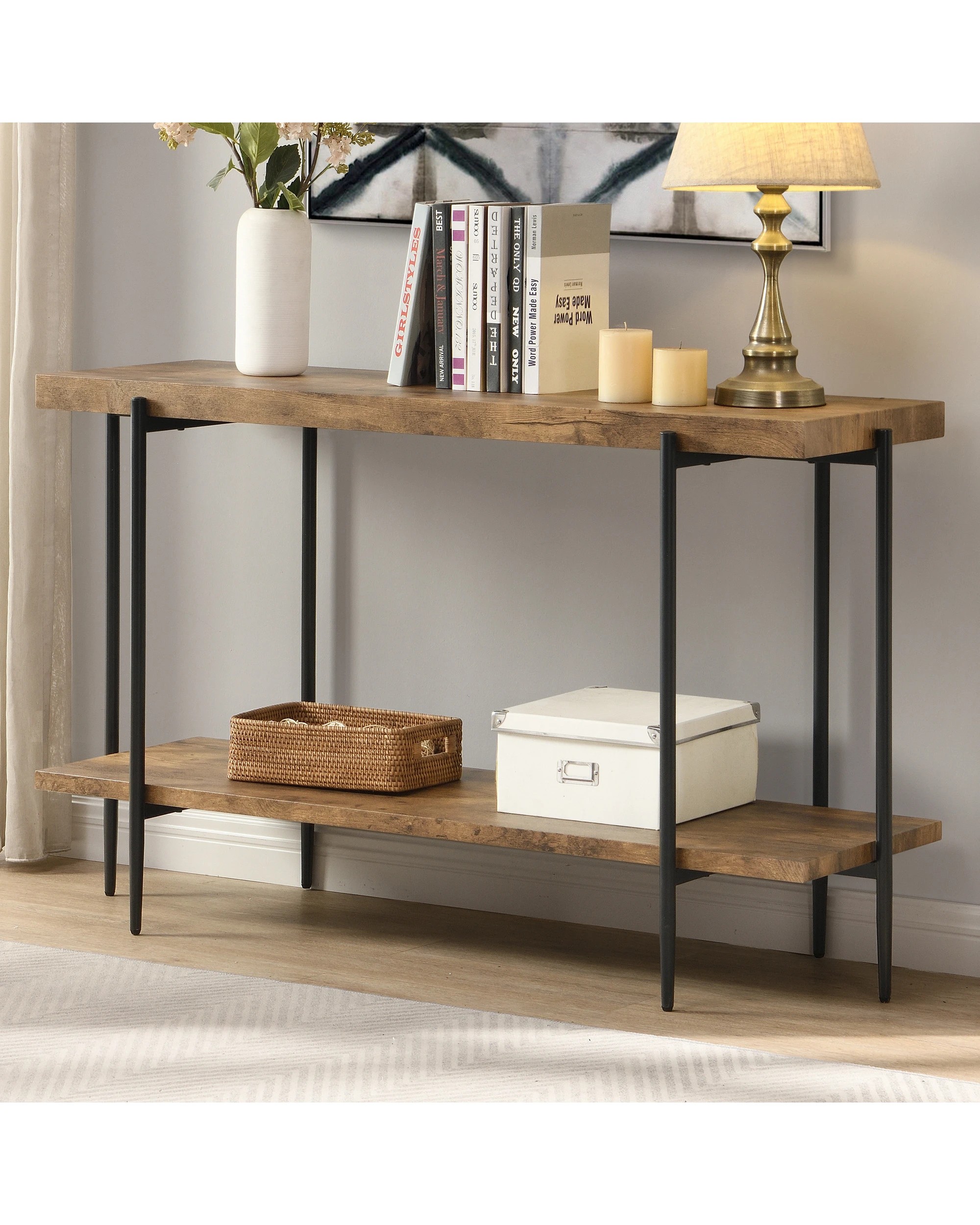 2 IHOMDEC 135cm Industrial Retro Console Sofa Table, 2 of 5