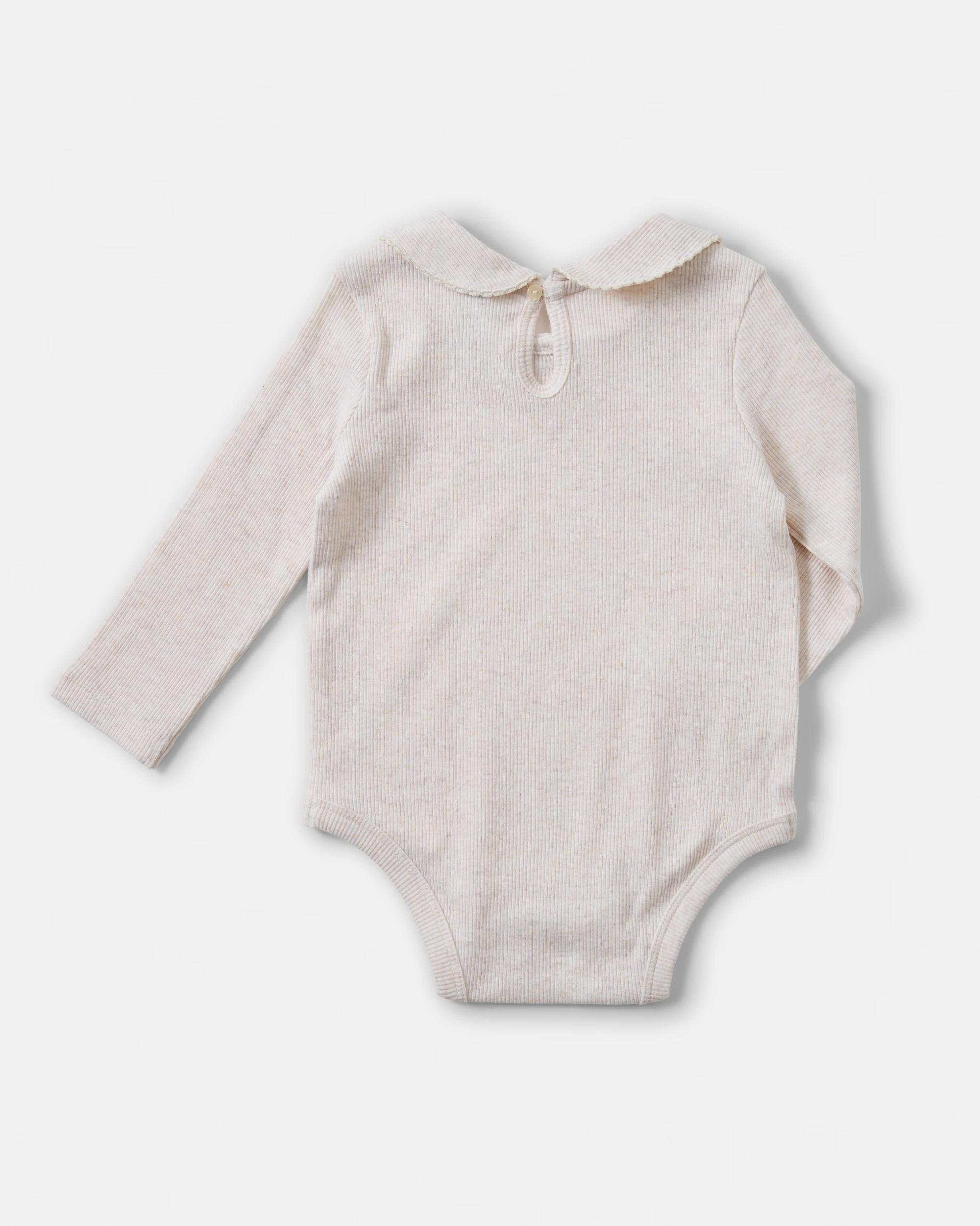 2 Cotton Long Sleeve Rib Collar Bodysuit Hony Marle, 2 of 3