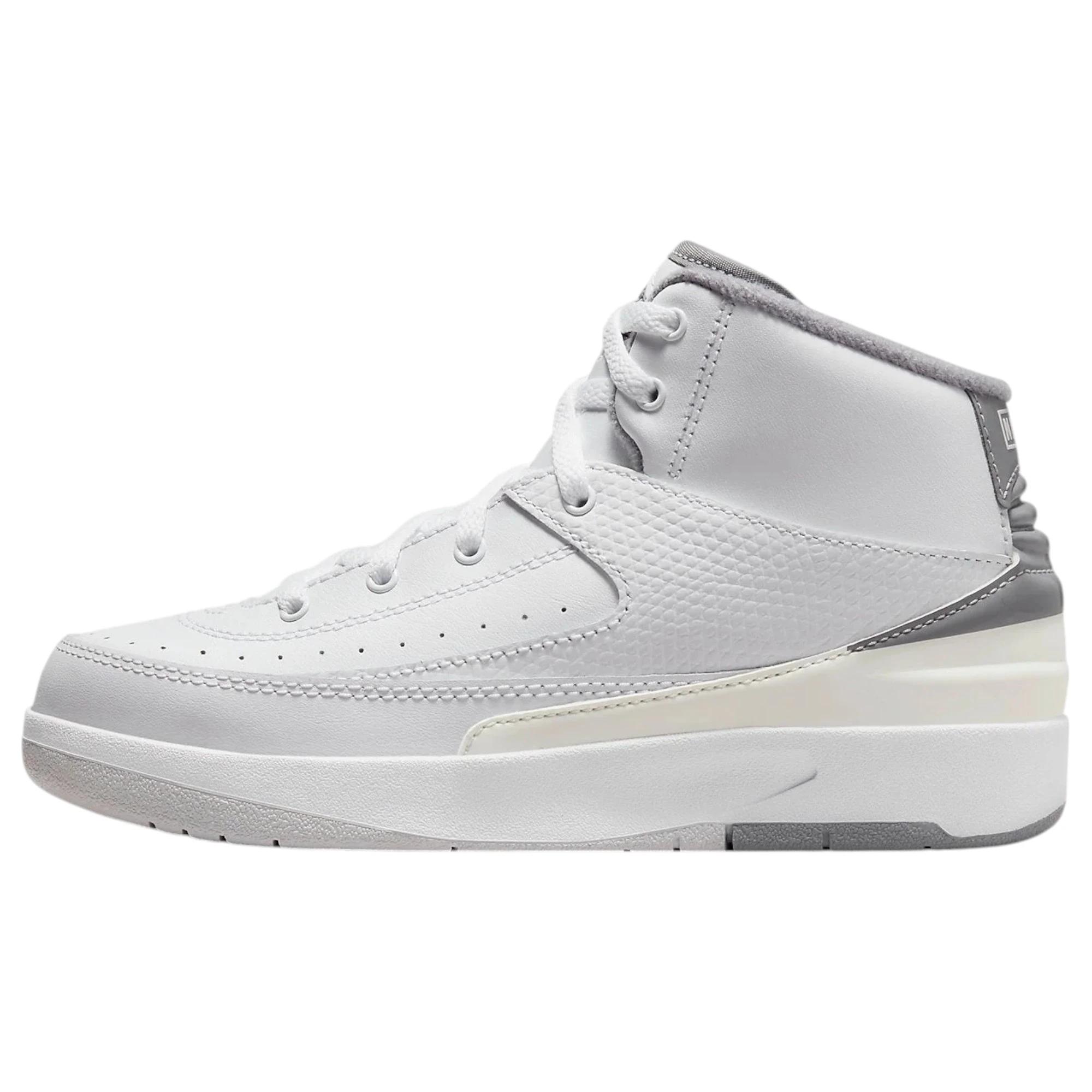 1 Nike Kids Air Jordan 2 Retro White/ Grey Athletic Shoes White/grey, 1 of 8