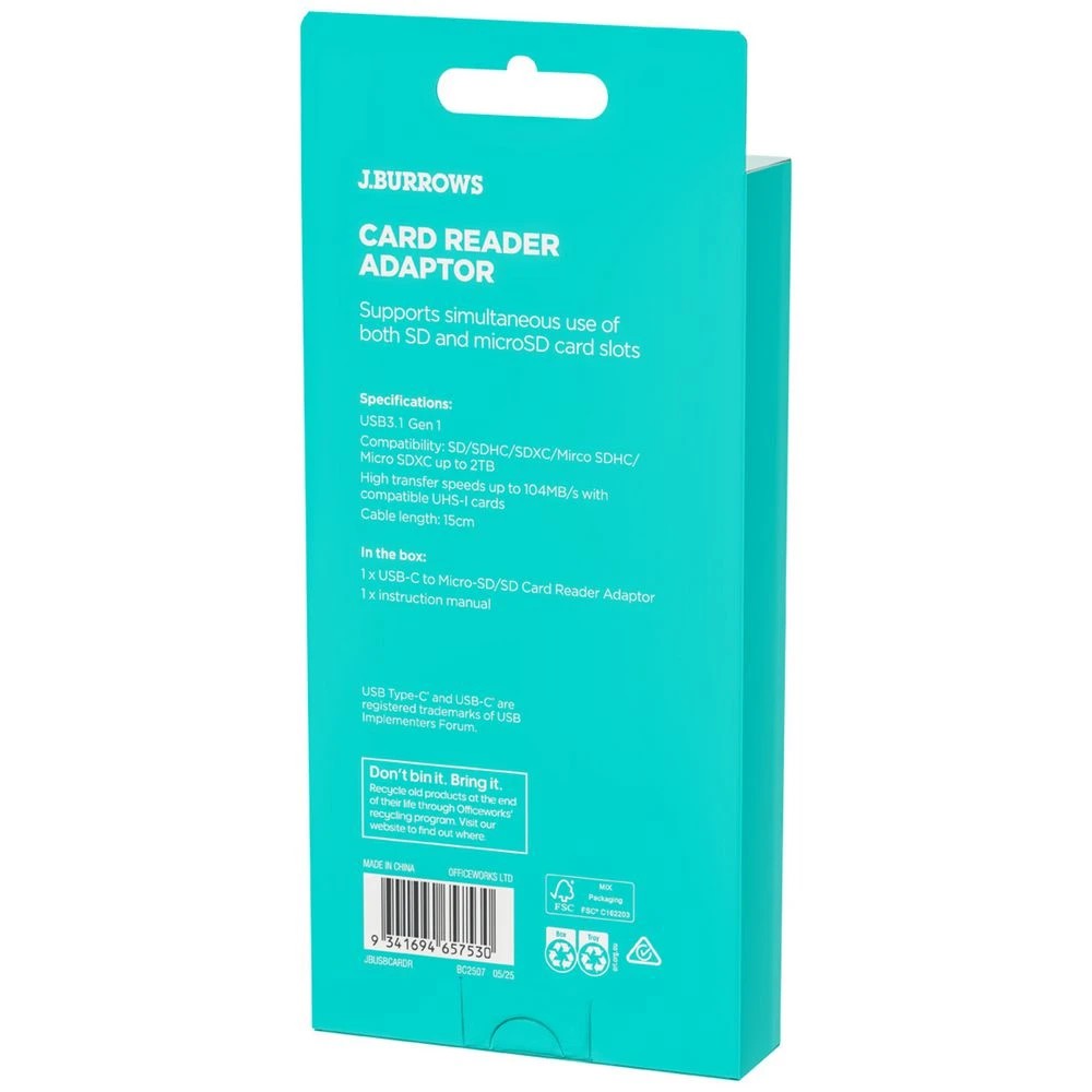 4 J.Burrows USB-C to SD Card Adaptor Card Reader, 4 of 4