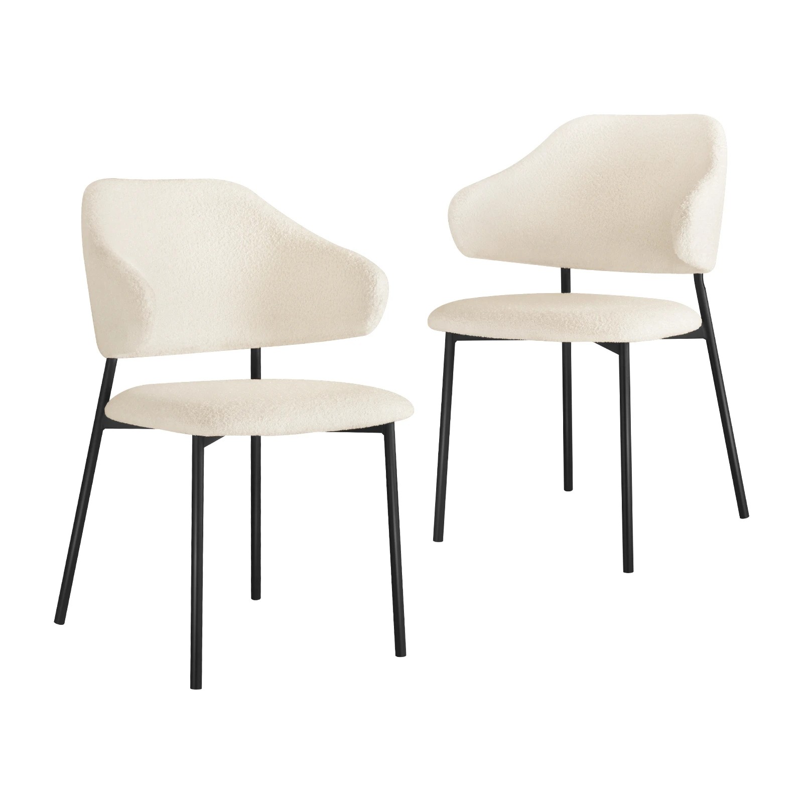 1 Oikiture 2x Dining Chair Kitchen Accent Chairs Tub Armchairs Sherpa Metal Legs
 - White, 1 of 10