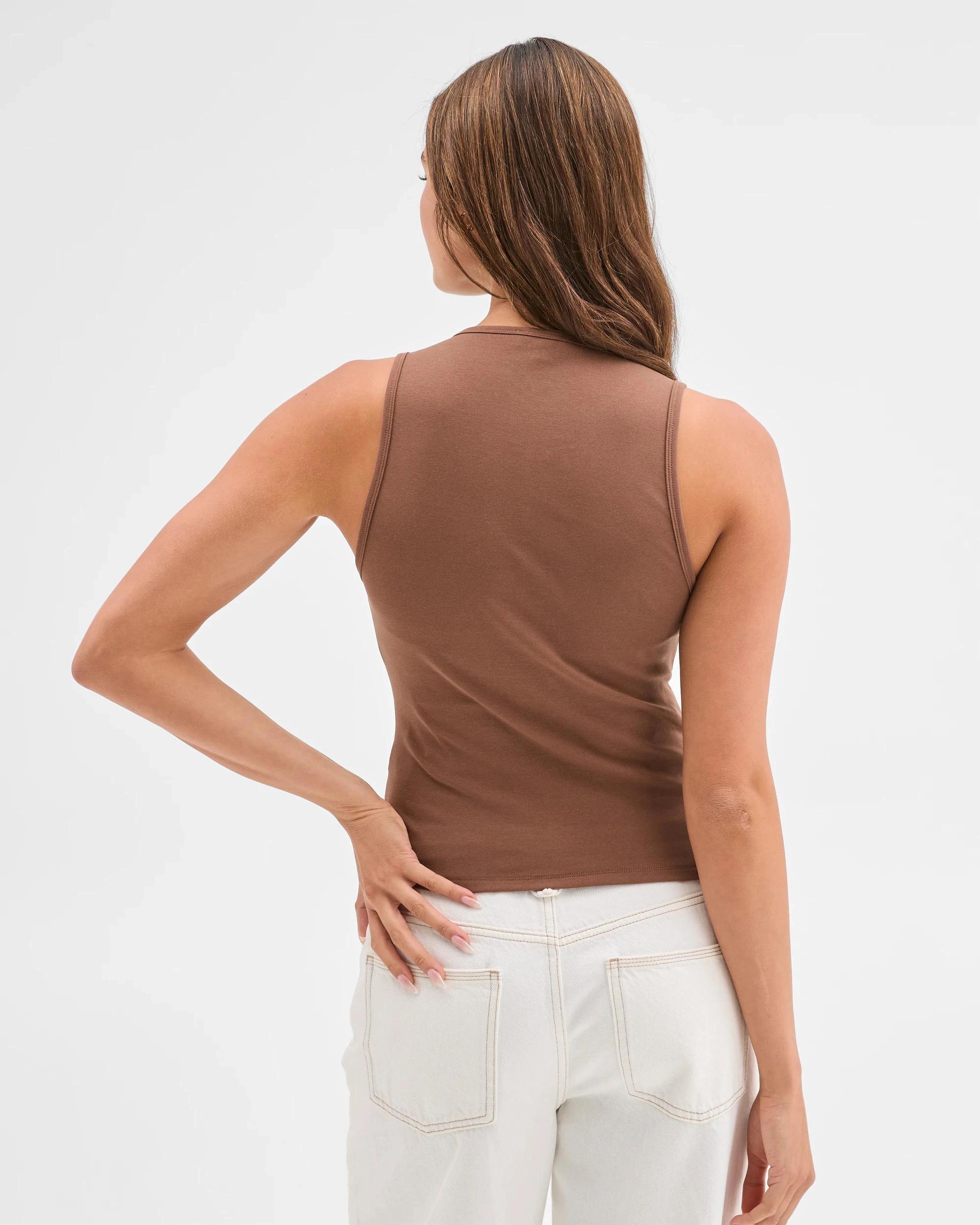 6 Lily Loves Australian Cotton Blend Exposed Seam Tank Top MUSTANG, 6 of 6