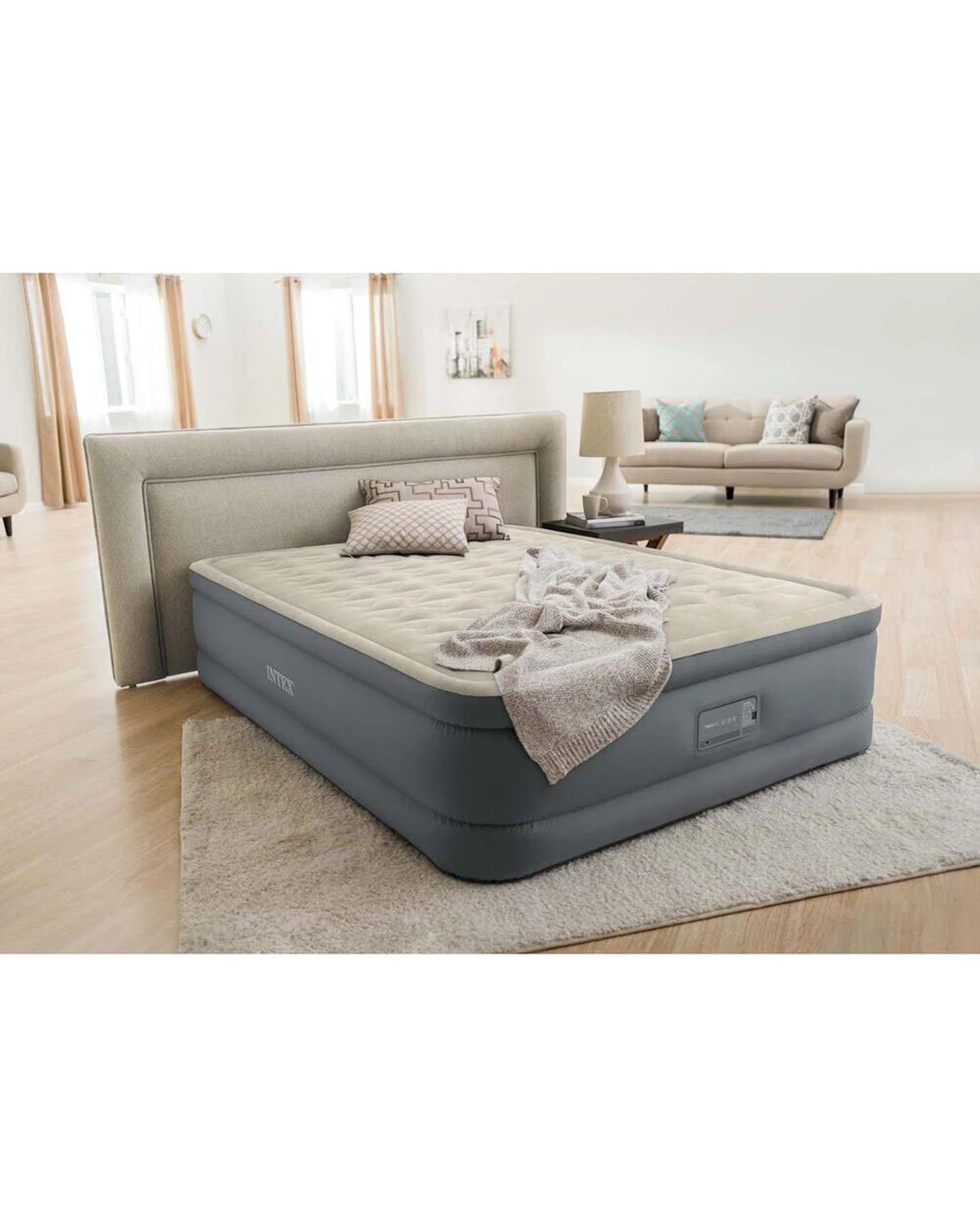 4 Intex PremAire 2 Elevated Airbed With Fiber-Tech Digital Pump - Queen Bed - Multi, 4 of 5