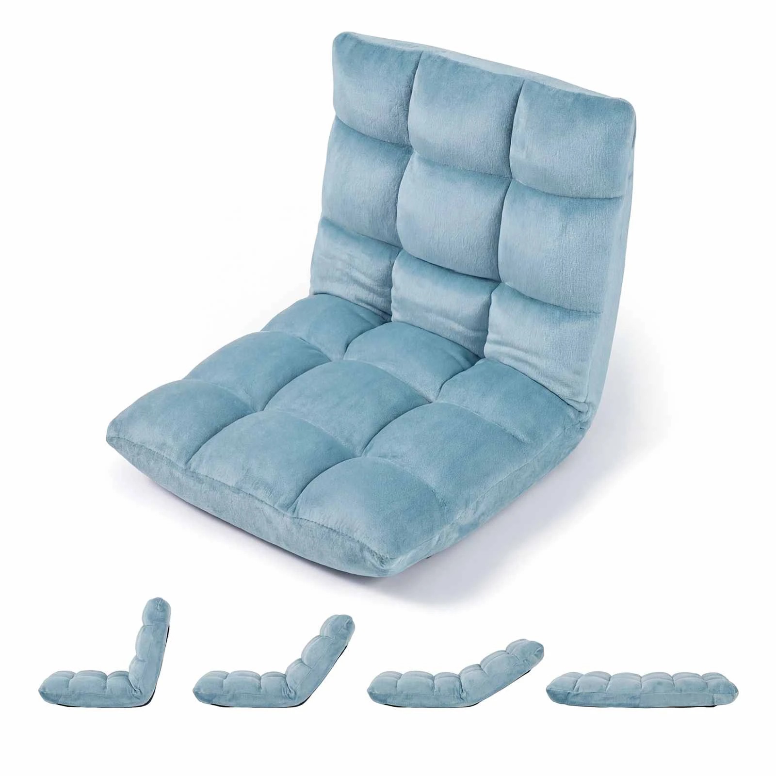 1 Costway Adjustable 14-Position Floor Chair Folding Couch Recliner Lazy Sofa Chaise Lounge, 1 of 3