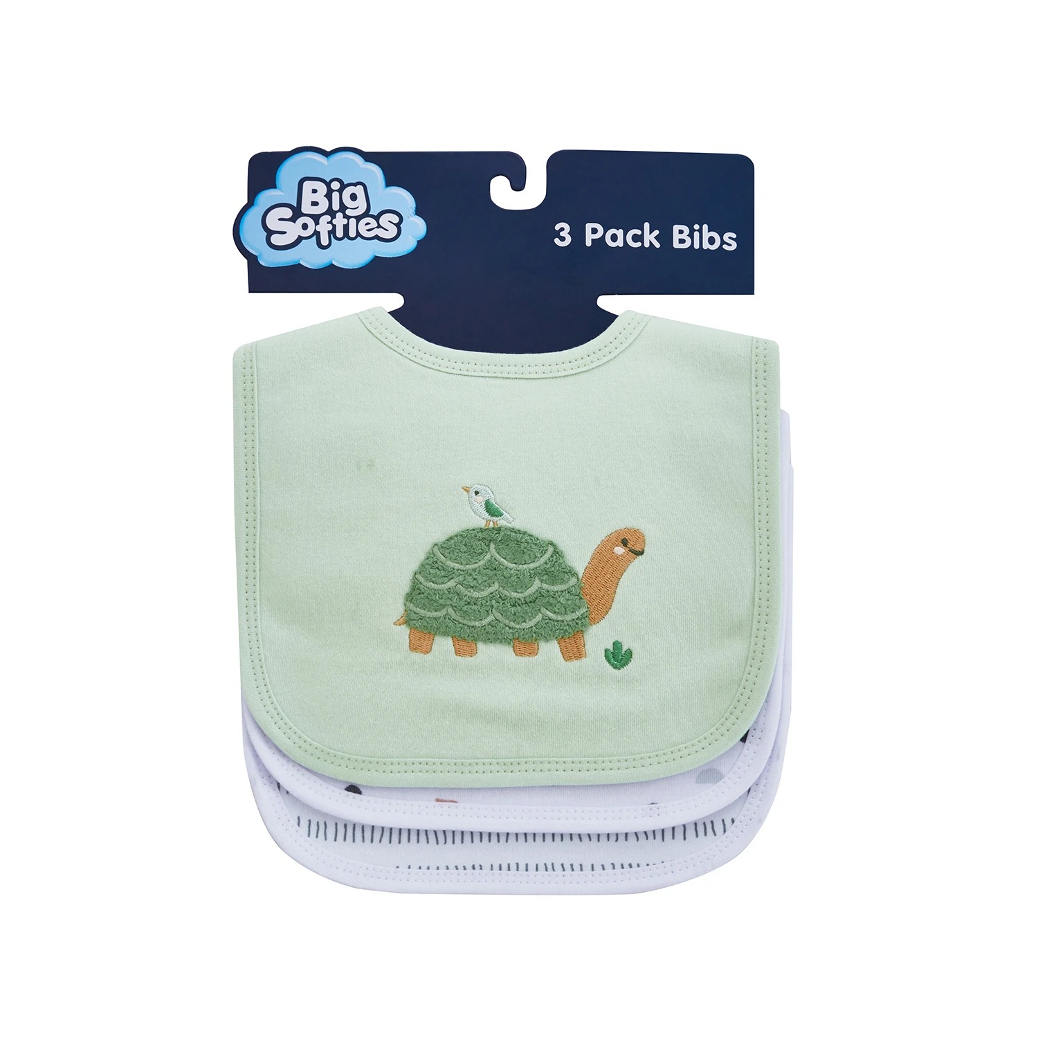 1 Big Softies 3 Pack Applique and printed bibs, Turtle, 1 of 5