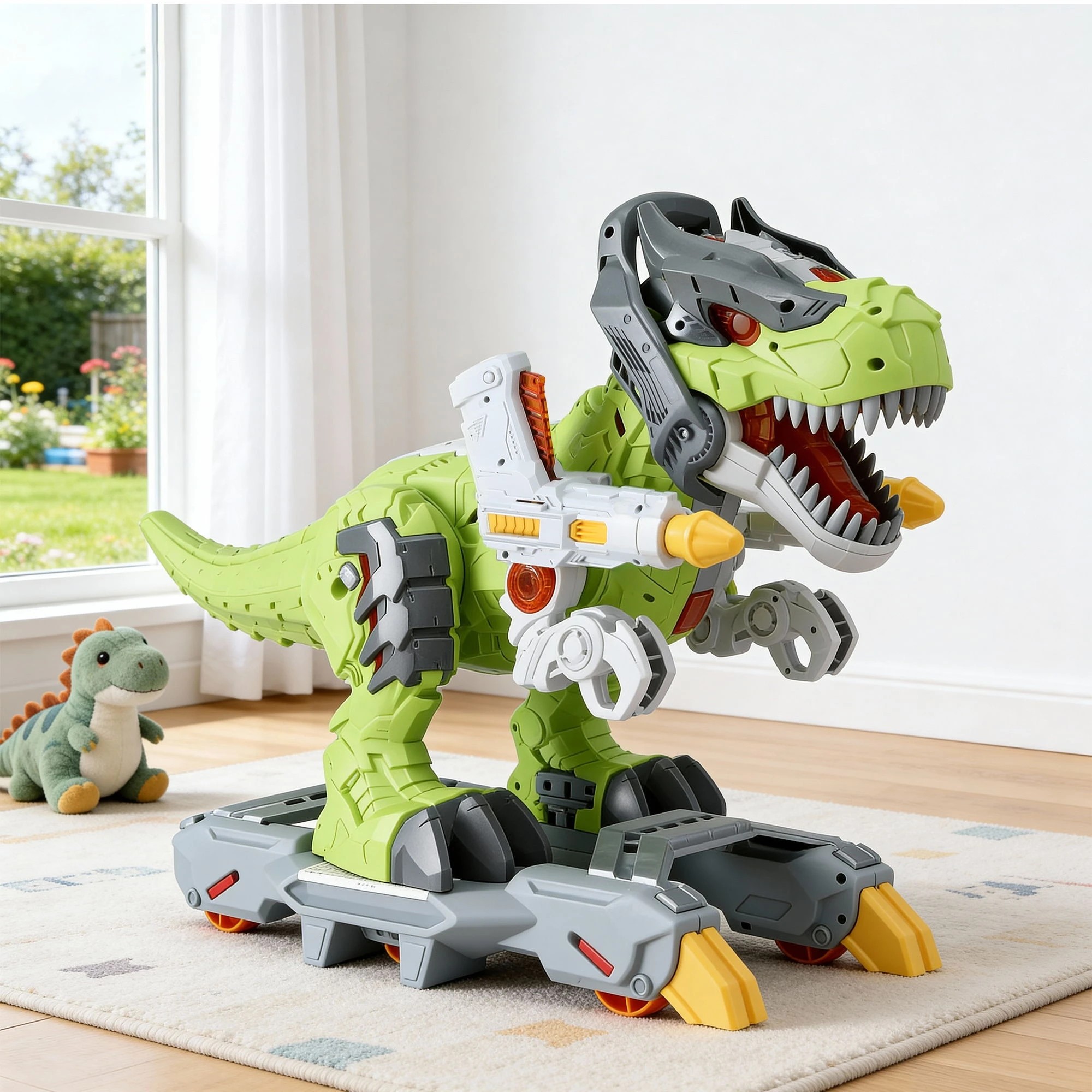 4 Keezi Kids Dinosaur Ride On Push Car Toy with Spray Function Indoor Outdoor Toys Children Gift - Green, 4 of 4