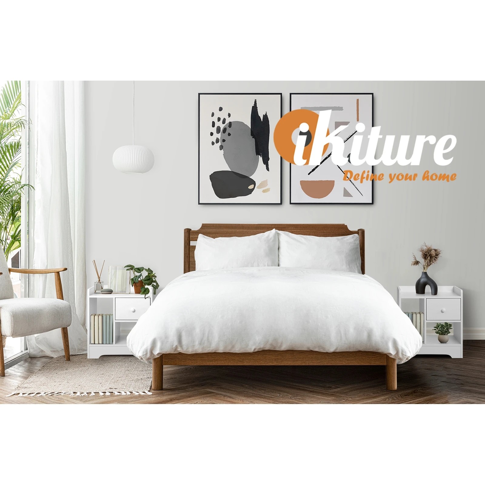 6 Oikiture Bedside Tables Side Table White Nightstand Storage Drawer Shelf
 - White, 6 of 10