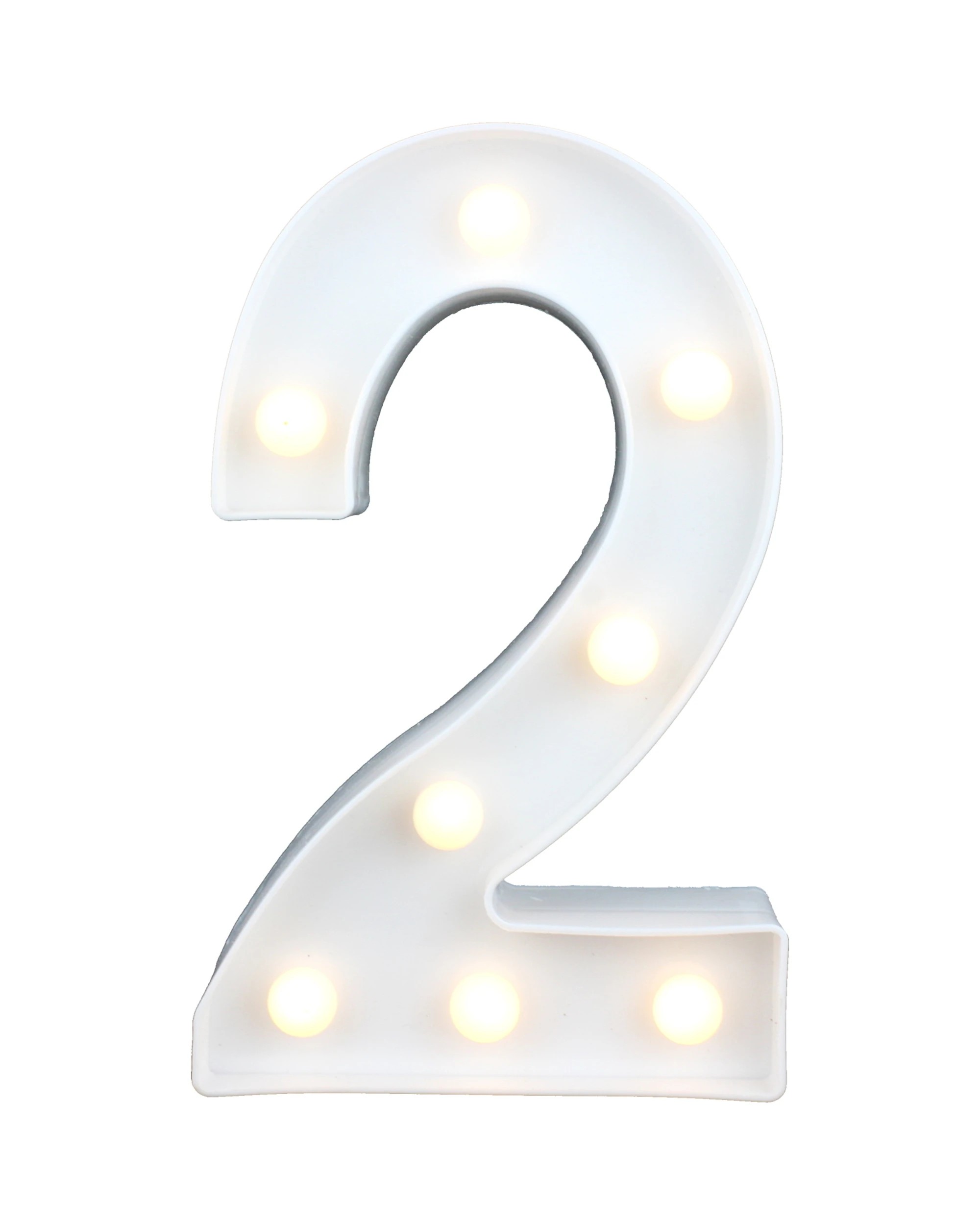 1 Partyrama LED Light Up Number 2 White, 1 of 3