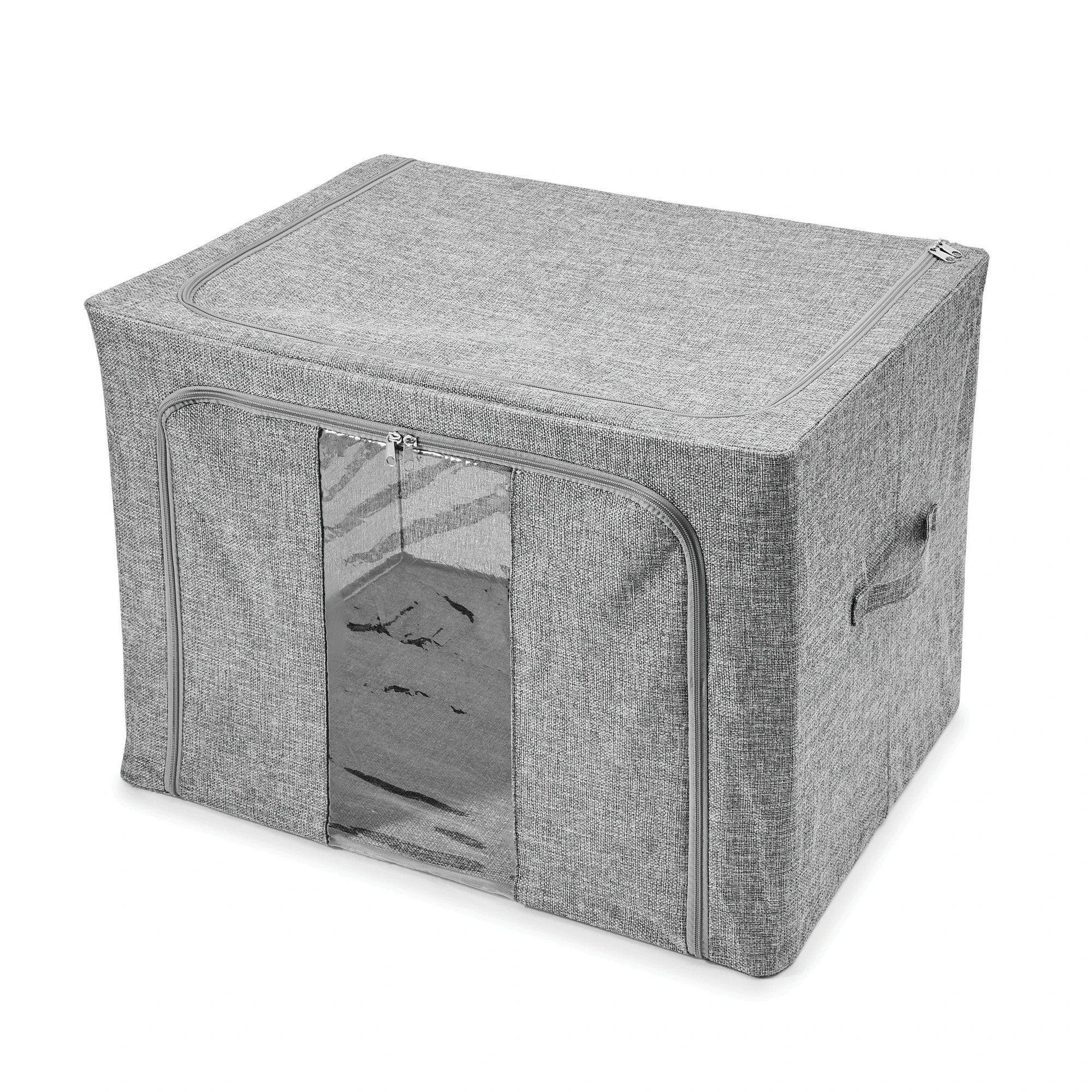 7 Linen Look Collapsible Box with Window - Extra Large, Charcoal, 7 of 10