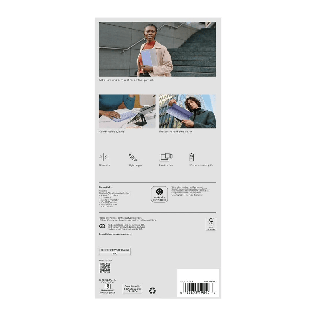 9 Logitech Keys-To-Go 2 Wireless Keyboard Lilac, 9 of 10