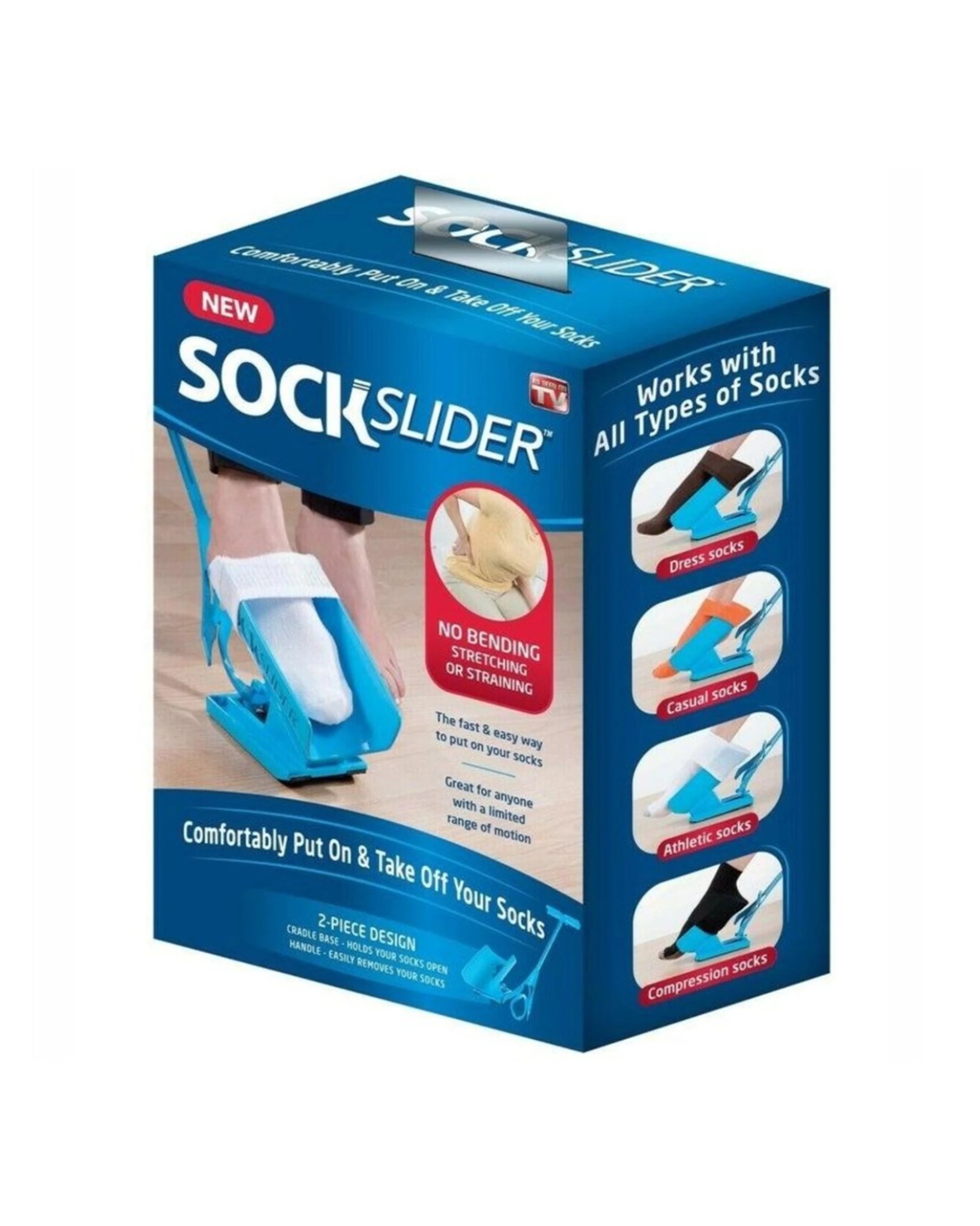 1 Bodyassist Sock Slider Donner Easy Aid One Size Long Handle - Blue, 1 of 4