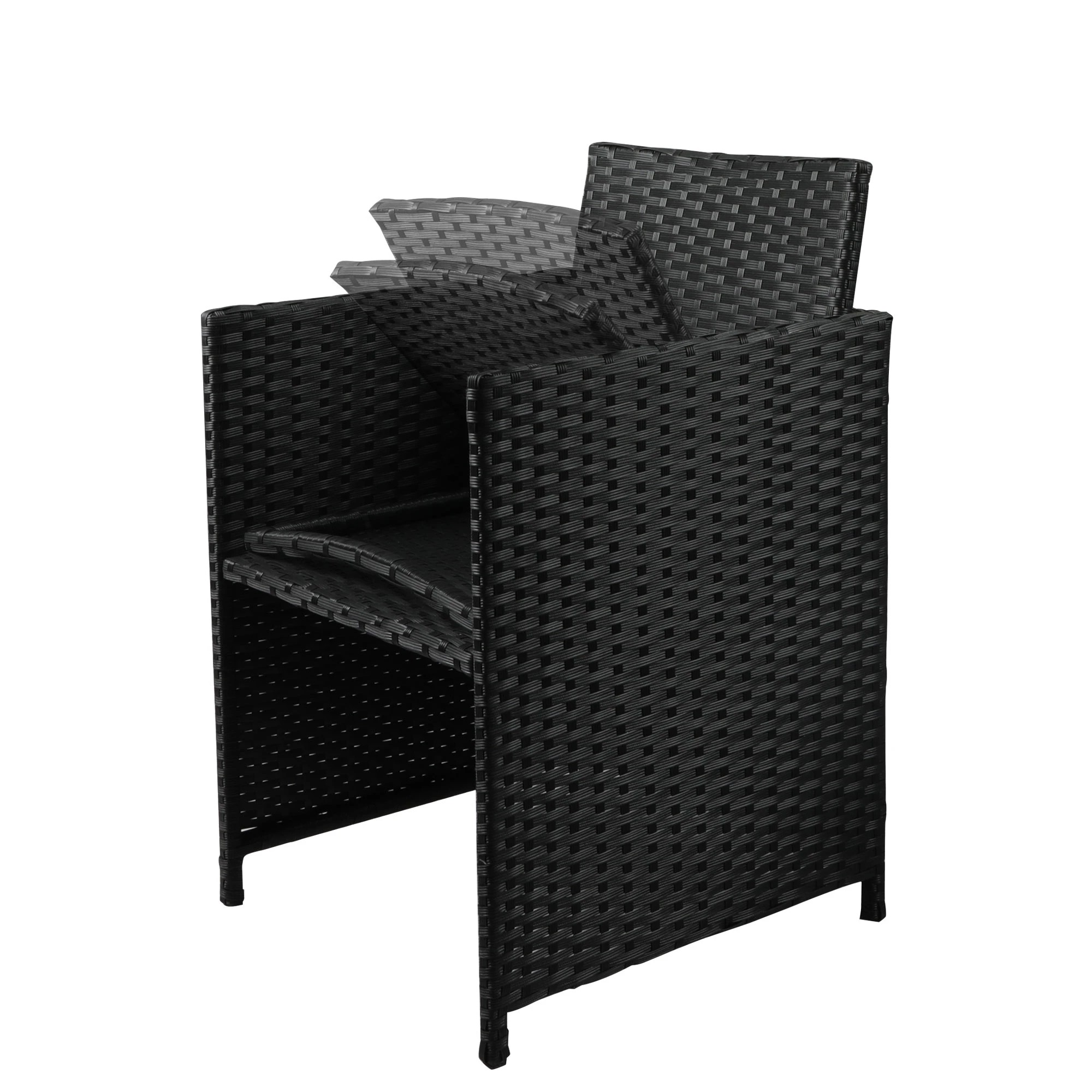 6 Levede 9pcs Outdoor Dining Setting With Cushion Ratten - Black, 6 of 7