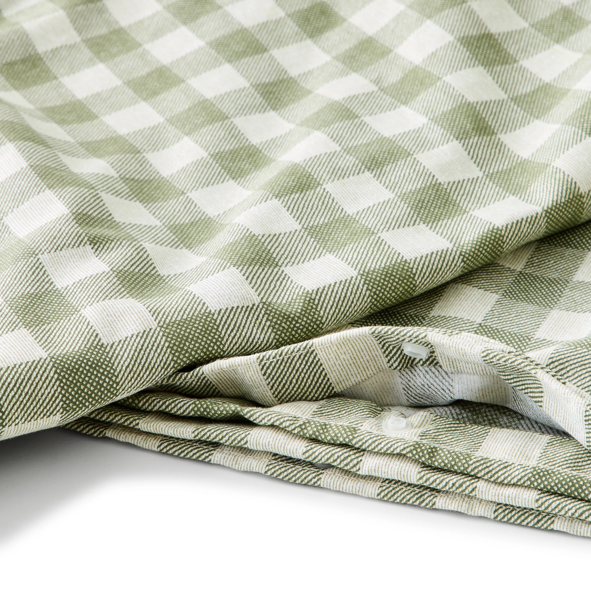 5 Gingham Cotton Rich Reversible Quilt Cover Set - Single Bed, Green, 5 of 7