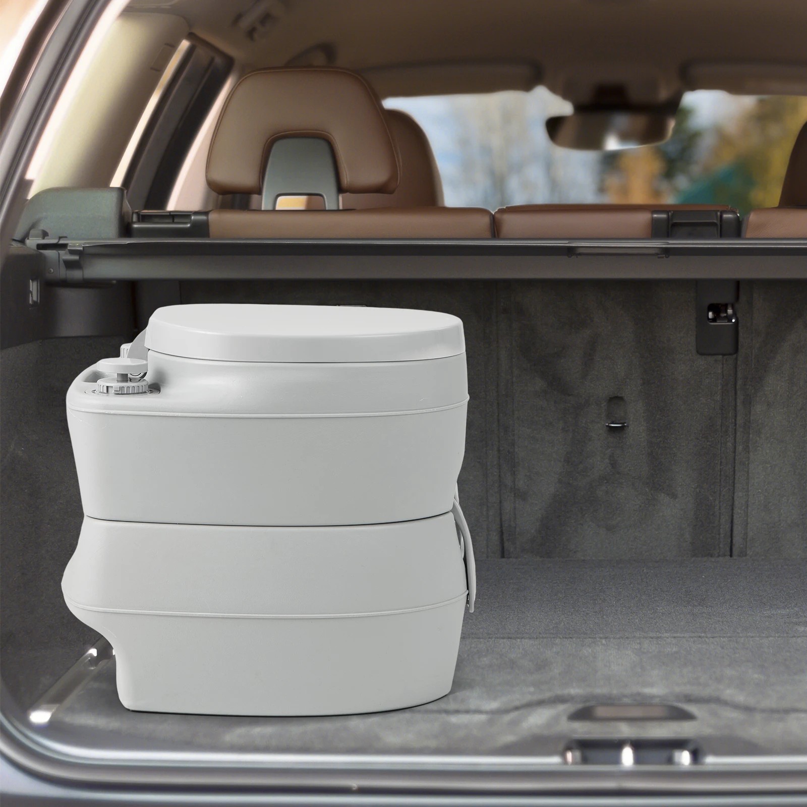 3 Costway 20L Outdoor Portable Toilet Camping Potty w/Flushing System & Detachable Waste Tank - Grey, 3 of 3