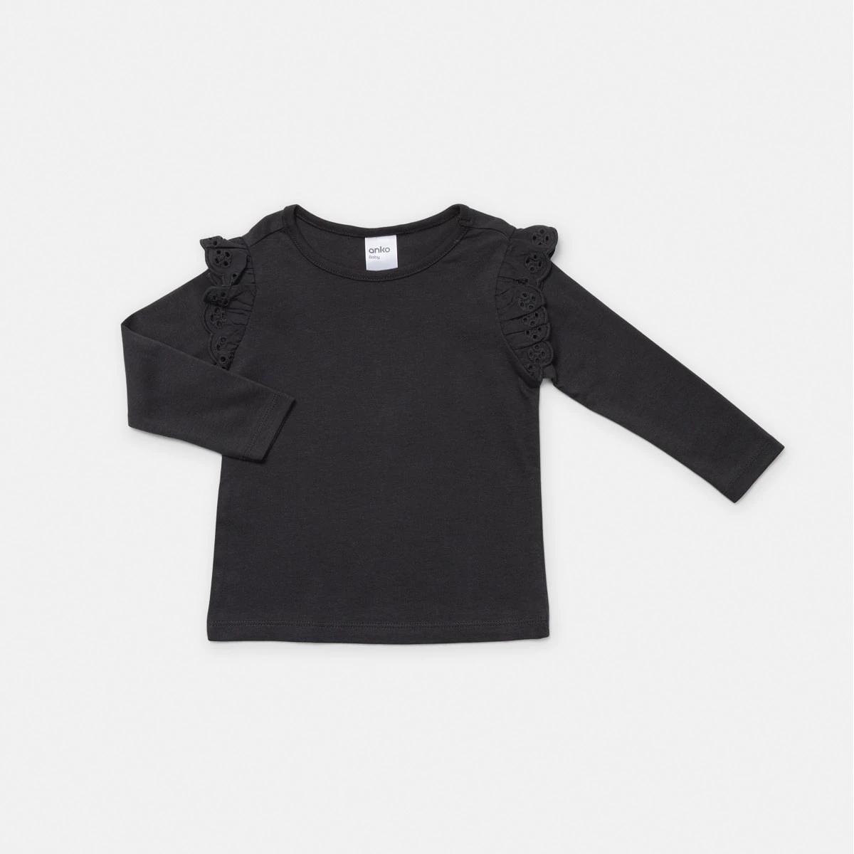 3 3 Pack Long Sleeve Broderie T-shirt Green Grey, 3 of 8