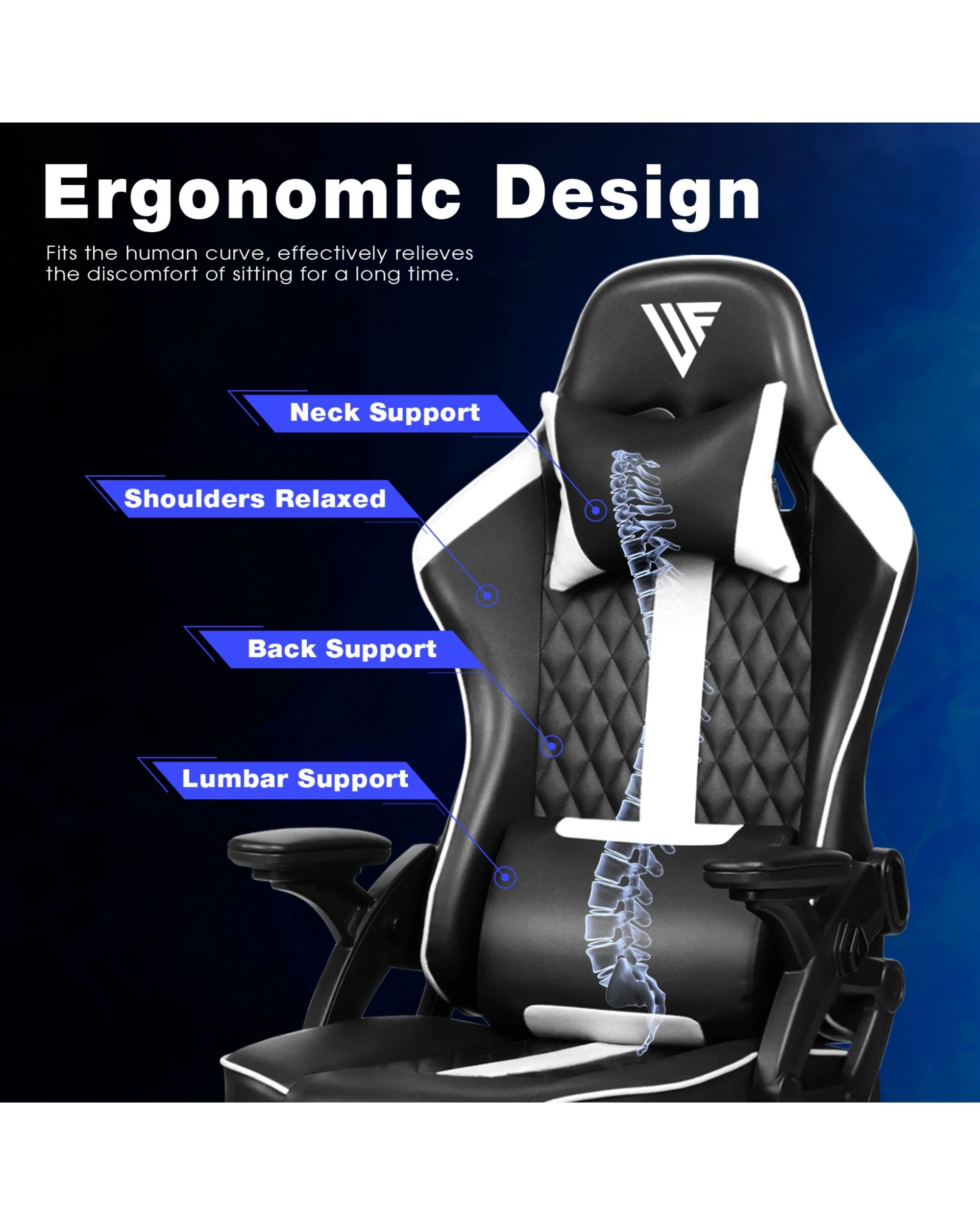 1 Advwin Ergonomic Recliner Gaming Chair Height Adjustable - Black, 1 of 3
