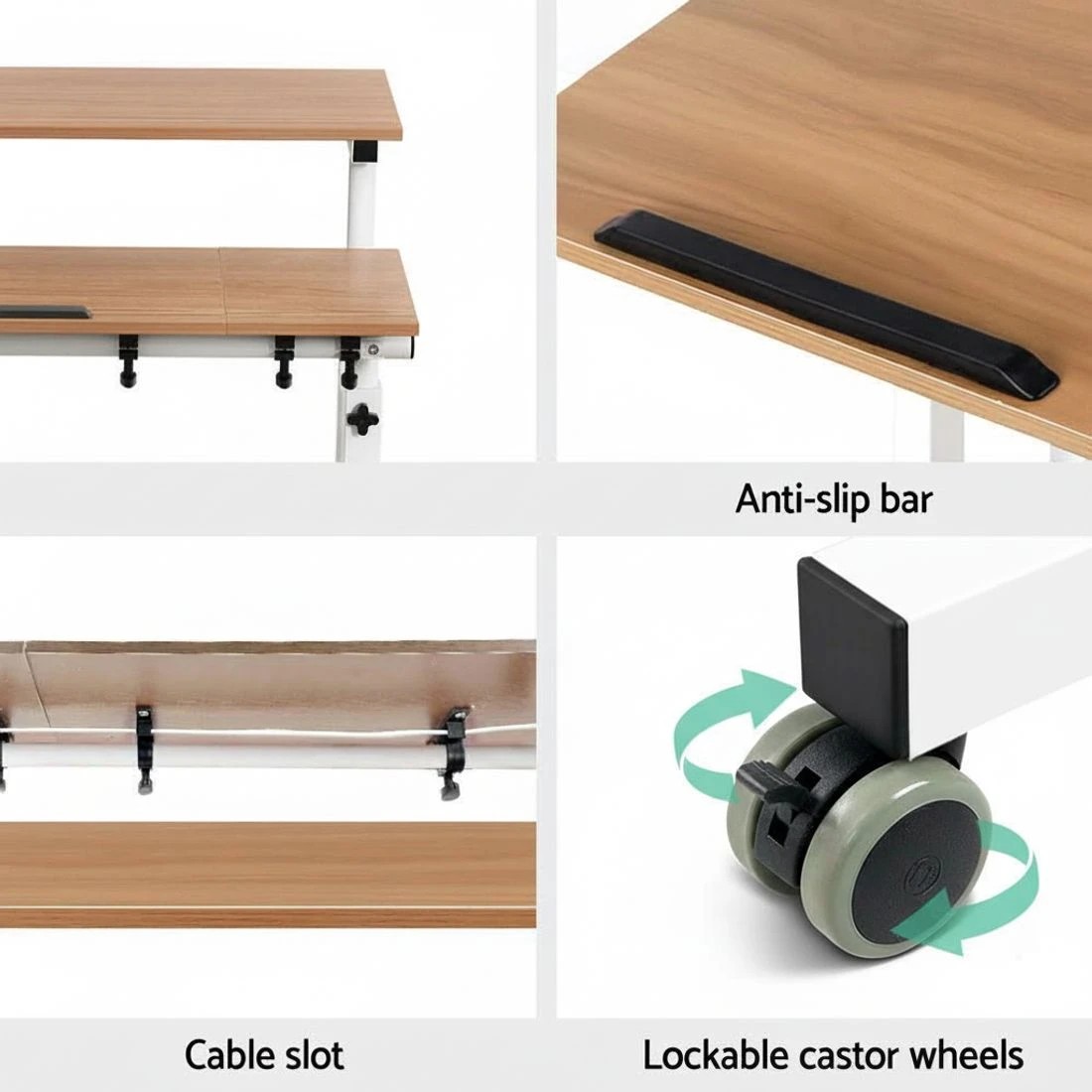 5 Artiss Laptop Desk Table Adjustable Light Wood 80CM - Brown, 5 of 8