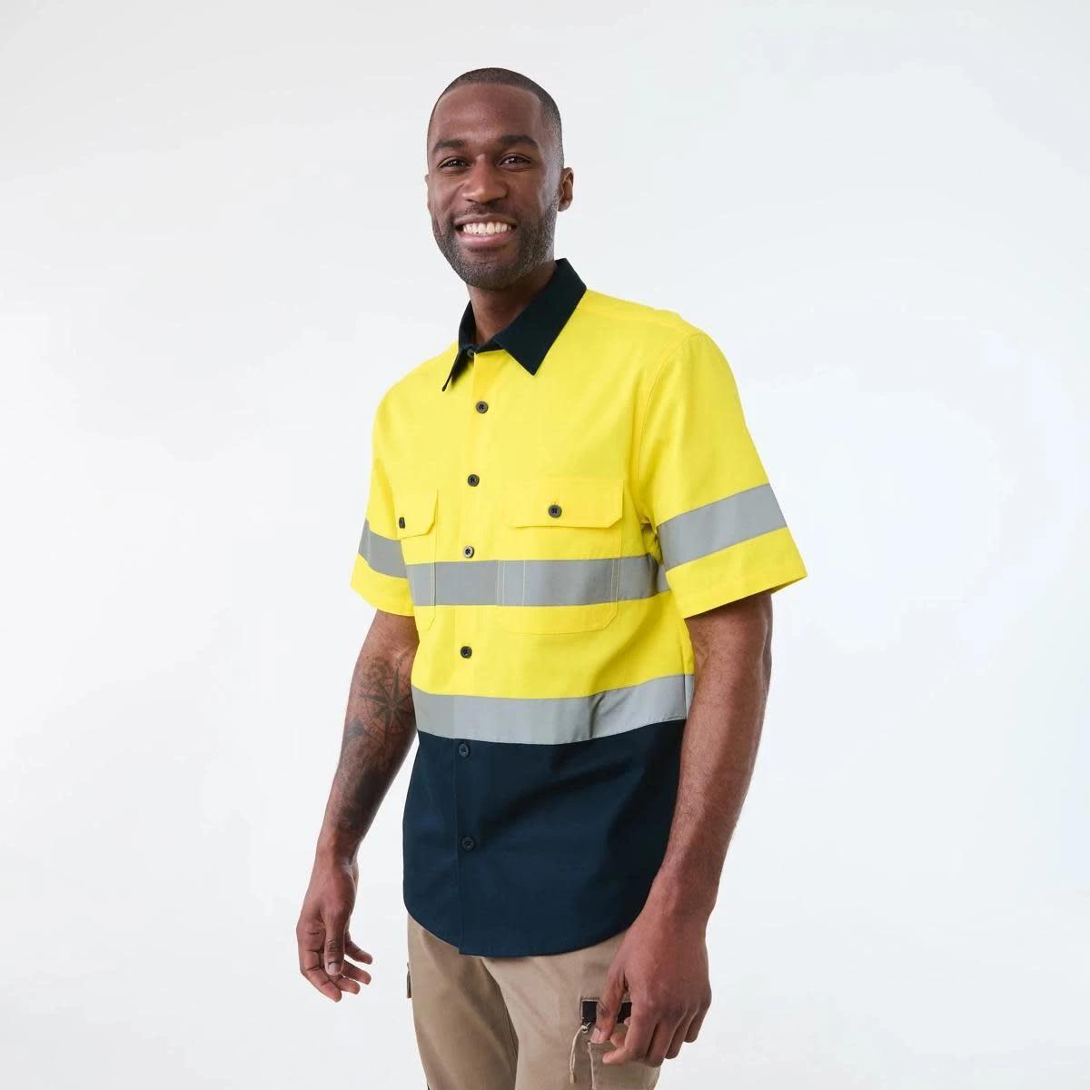 2 Workwear Hi-Visibility Short Sleeve Reflective Shirt SAFETY YELLOW, 2 of 5