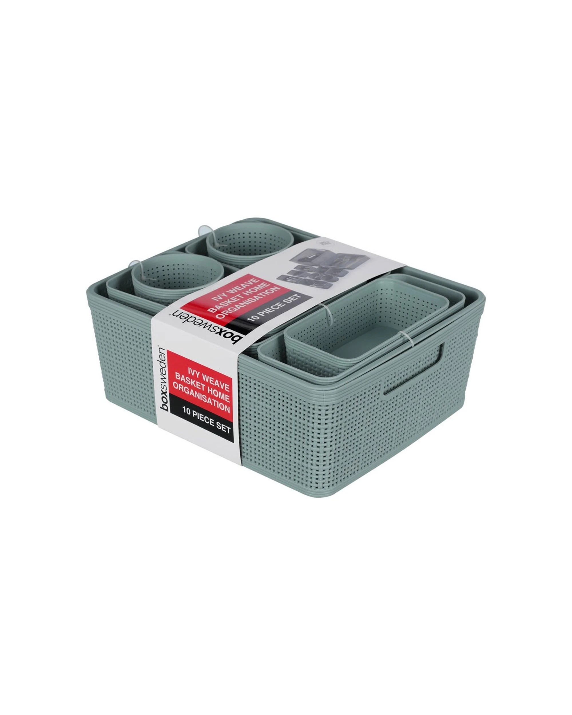 6 Boxsweden 10pc Ivy Weave Home Organisation Set Storage Baskets - Assorted, 6 of 7