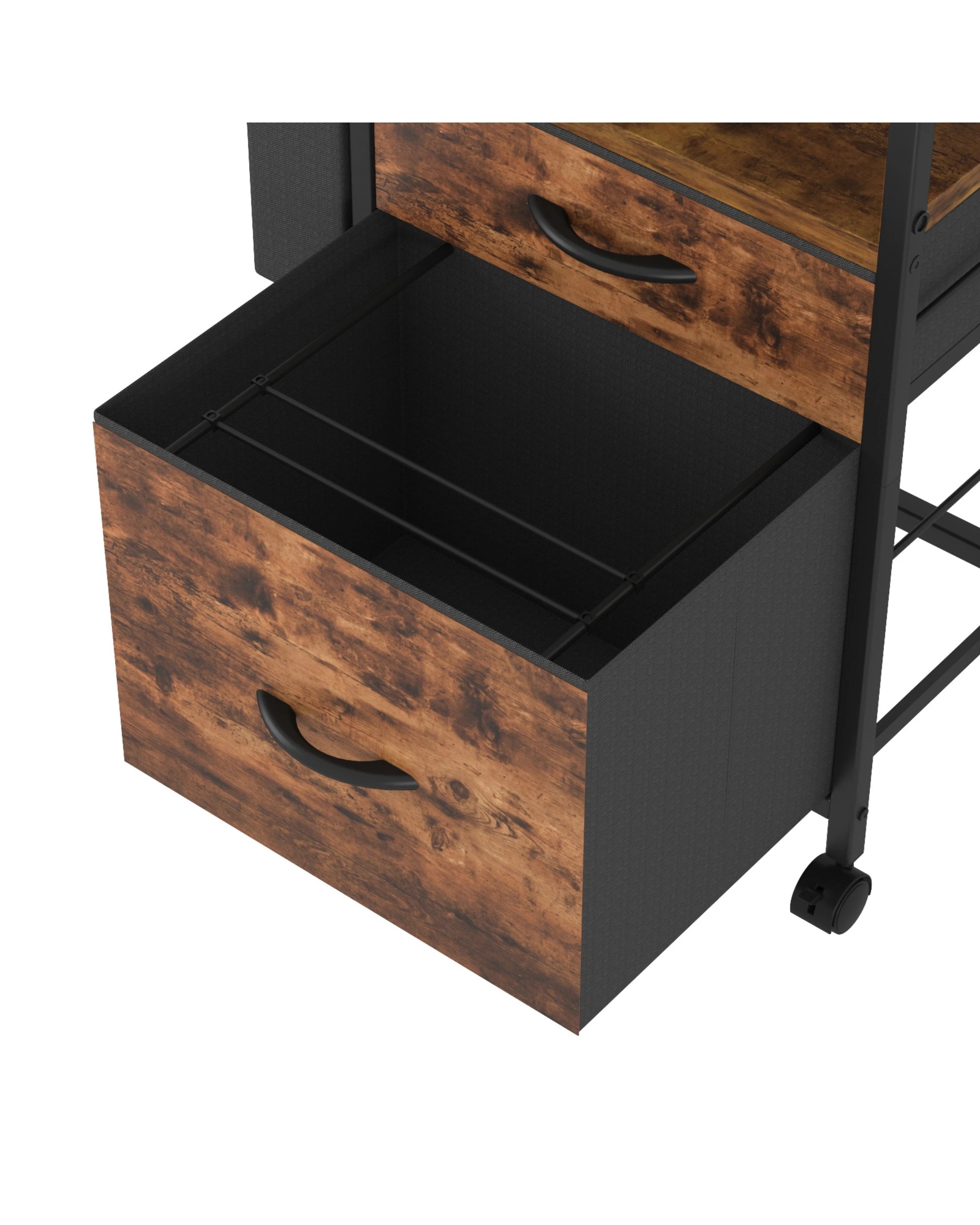 5 Advwin Mobile File Cabinet with Extended Desktop 2 Drawers & Fabric Side Bag - Brown, 5 of 10