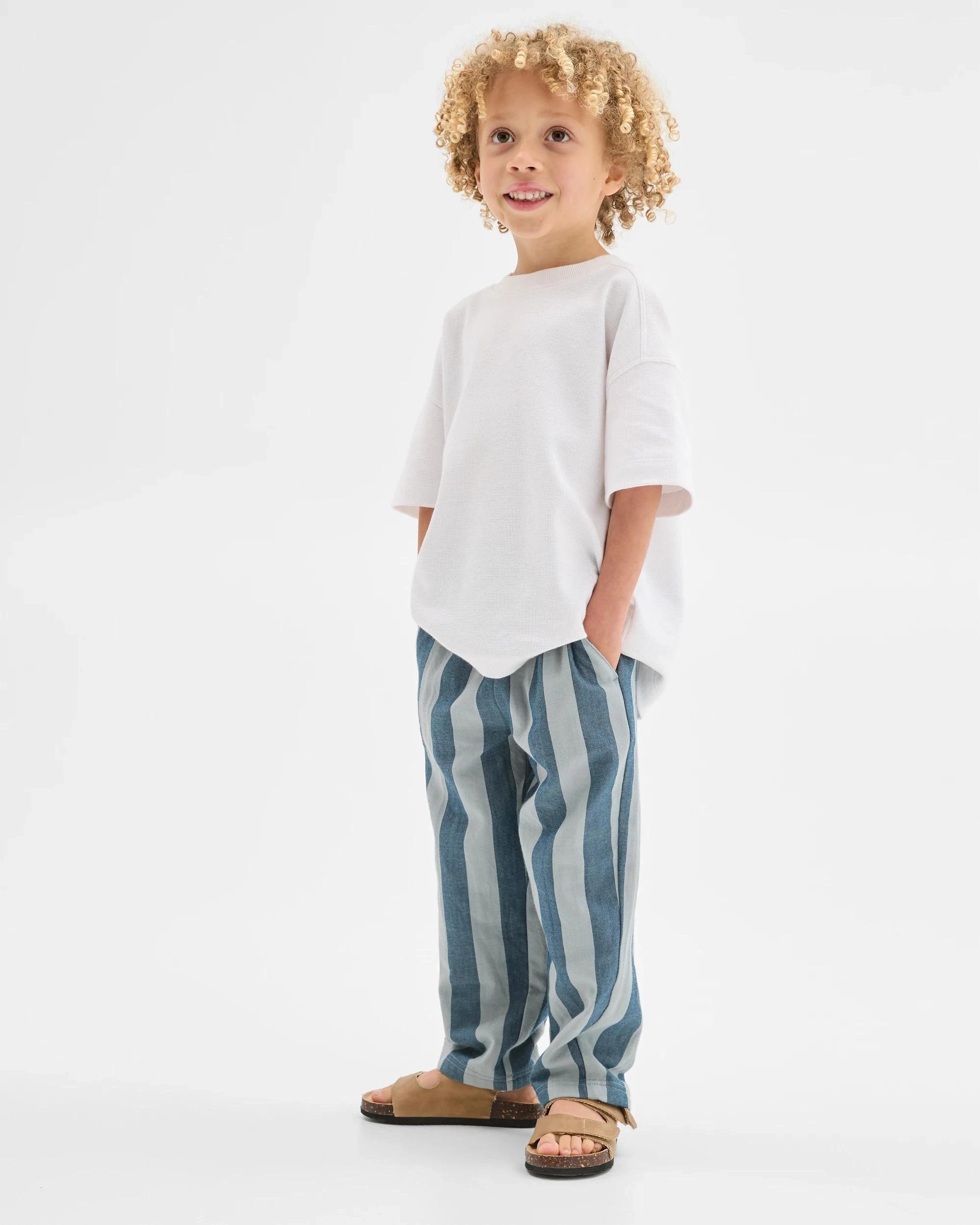 2 Target Kids Lightweight Woven Pull On Pants TEAL STRIPE, 2 of 7