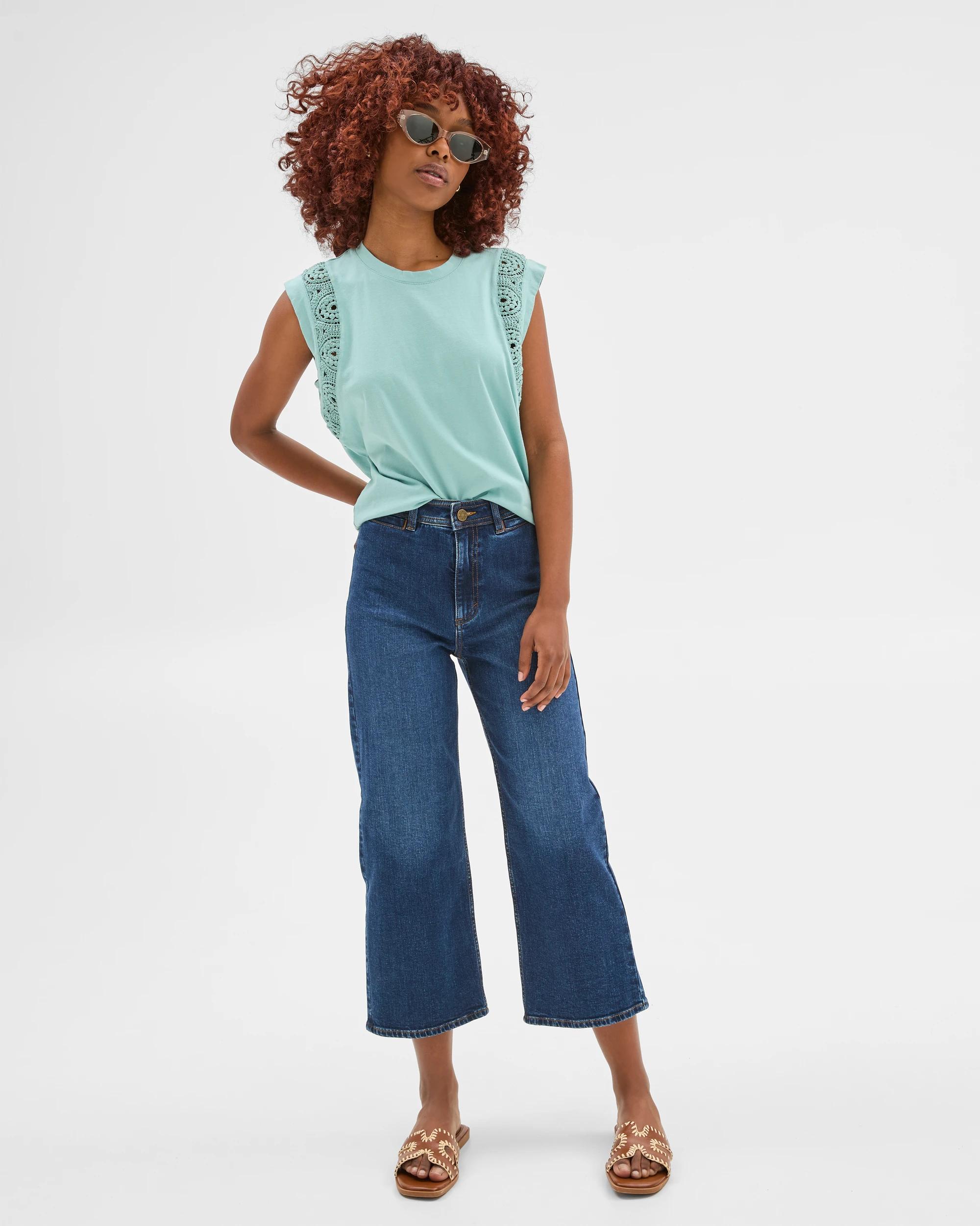 2 Target Petites Australian Cotton Crochet Insert Top AQUIFER, 2 of 6