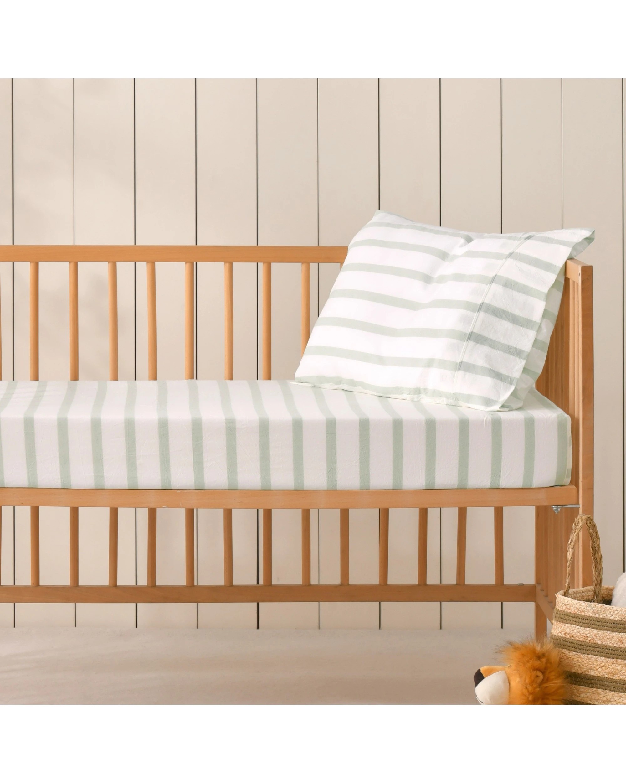 1 Dreamaker Baby Bask Washed Cotton Yarn Dyed Stripe Combo Set - COT Size - Sage, 1 of 7