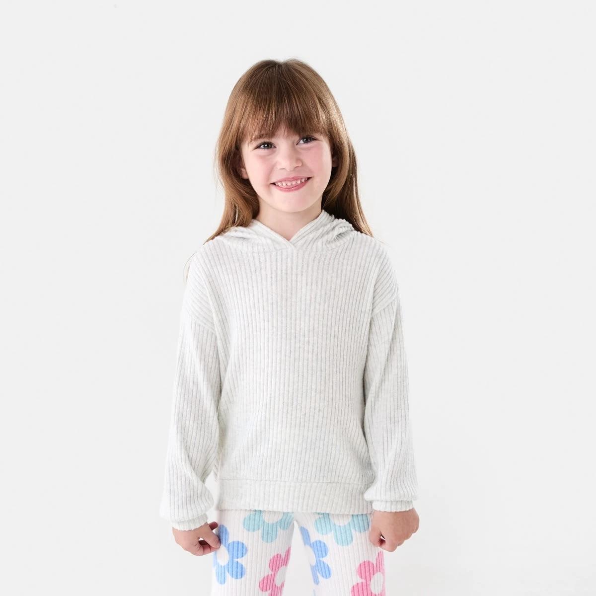 1 Brushed Hooded T-shirt Wht Marle, 1 of 8
