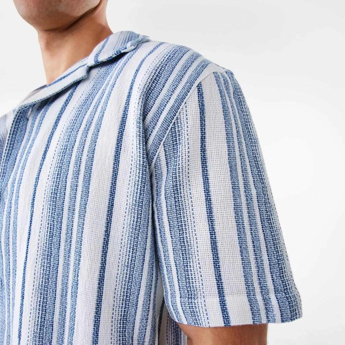 6 Short Sleeve Textured Stripe Shirt VAM STRIPE BLUE, 6 of 7